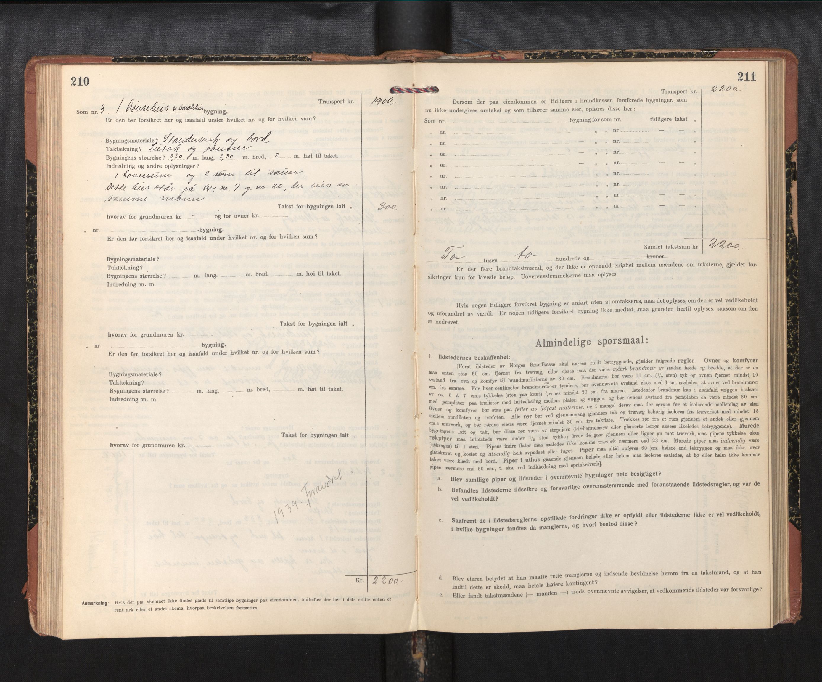 Lensmannen i Sund og Austevoll, AV/SAB-A-35201/0012/L0004: Branntakstprotokoll, skjematakst, 1917-1949, p. 210-211