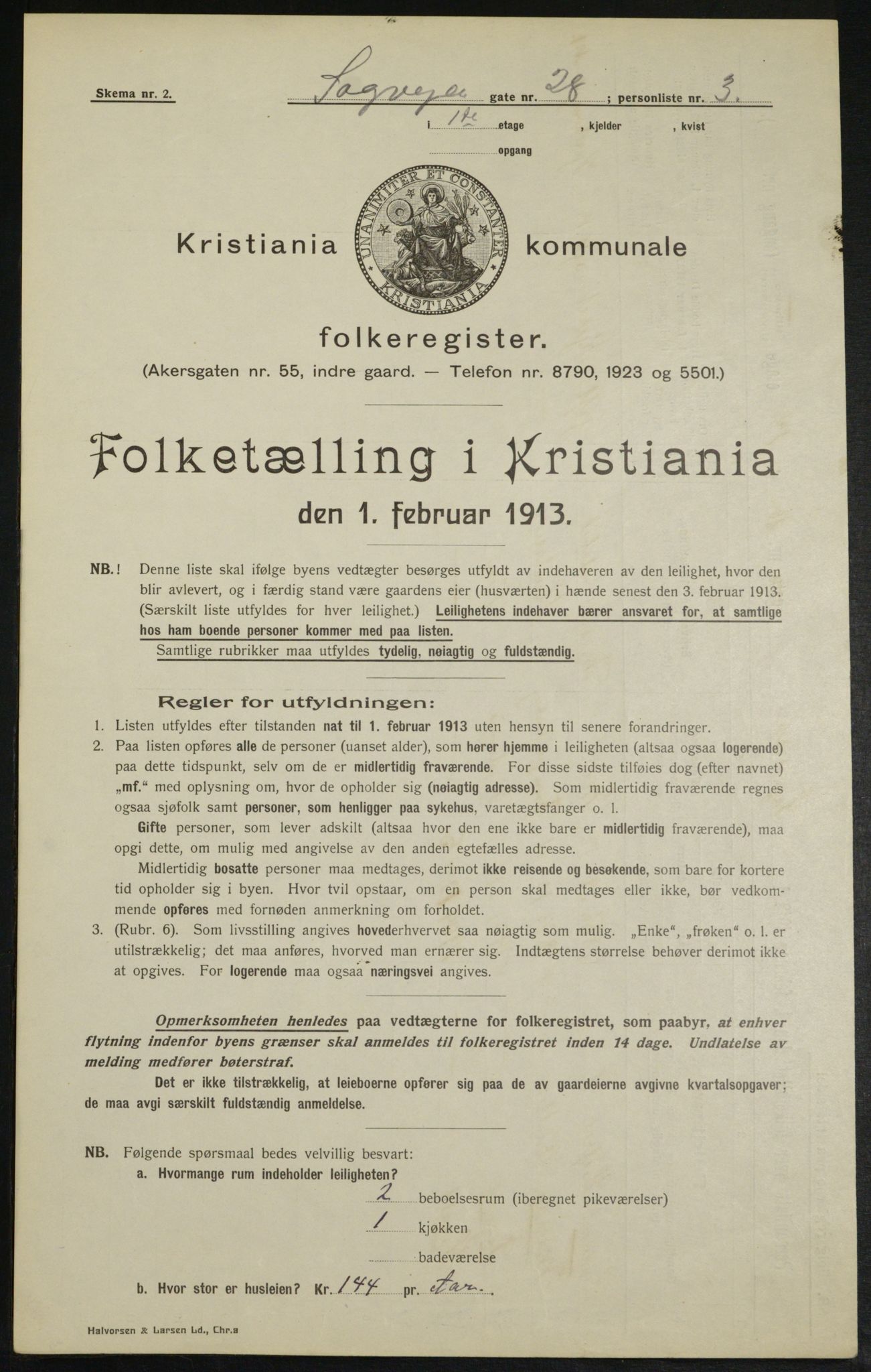 OBA, Municipal Census 1913 for Kristiania, 1913, p. 86647