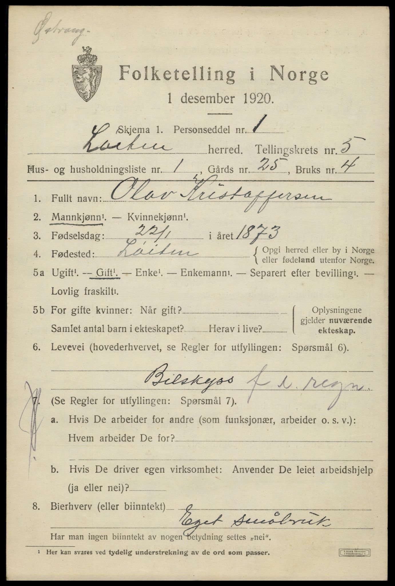 SAH, 1920 census for Løten, 1920, p. 9827