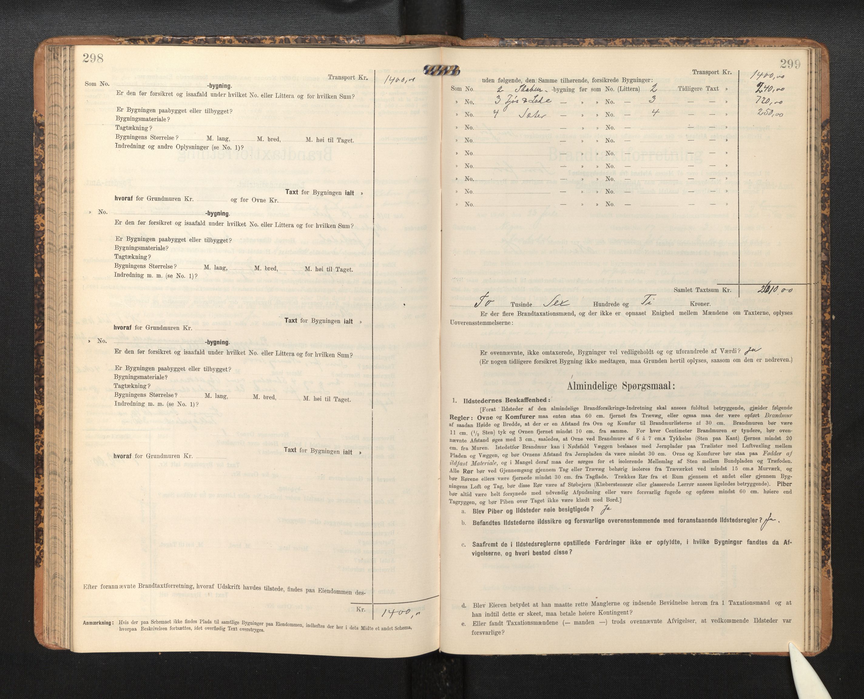 Lensmannen i Jostedal, AV/SAB-A-28601/0012/L0004: Branntakstprotokoll, skjematakst, 1906-1919, p. 298-299