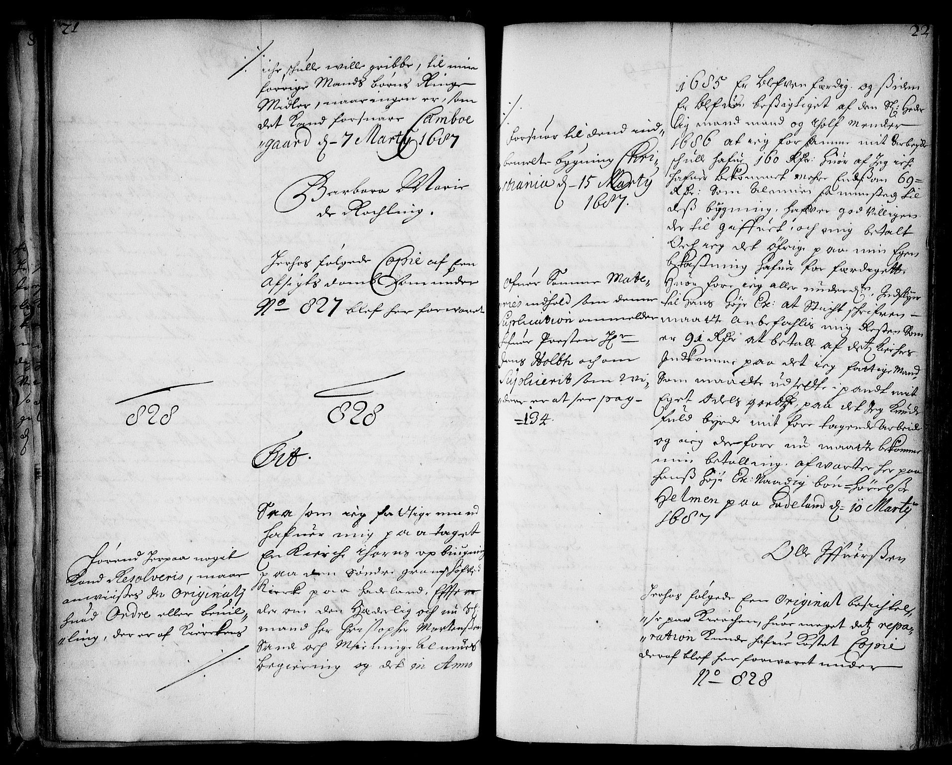 Stattholderembetet 1572-1771, AV/RA-EA-2870/Ae/L0004: Supplikasjons- og resolusjonsprotokoll, 1687, p. 21b-22a