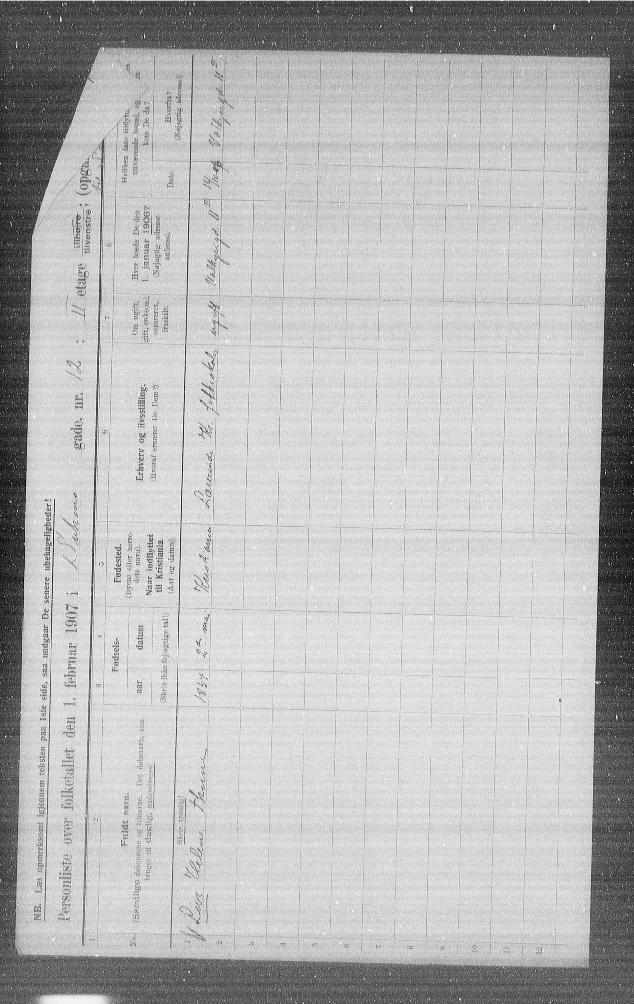 OBA, Municipal Census 1907 for Kristiania, 1907, p. 53295