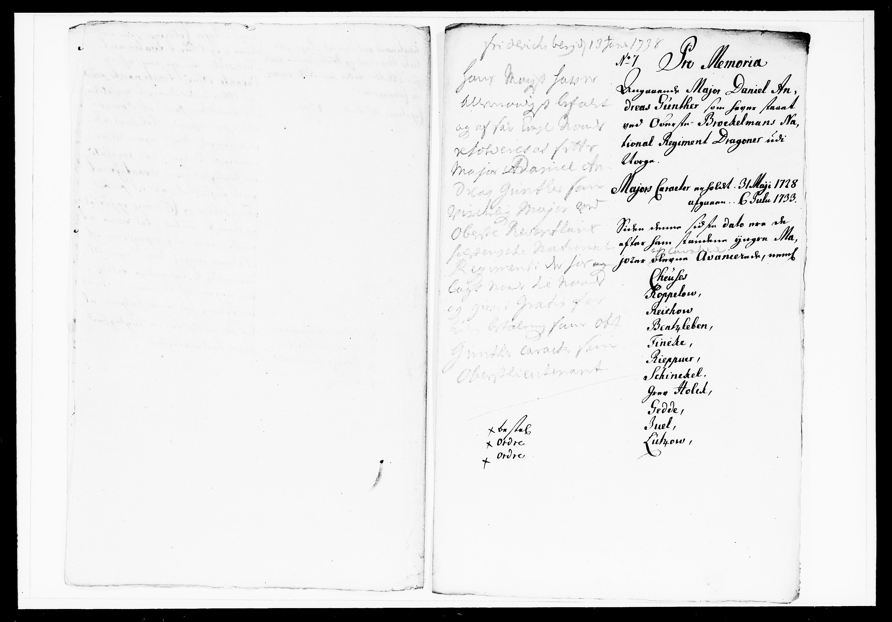 Krigskollegiet, Krigskancelliet, DRA/A-0006/-/1143-1150: Refererede sager, 1738, p. 29