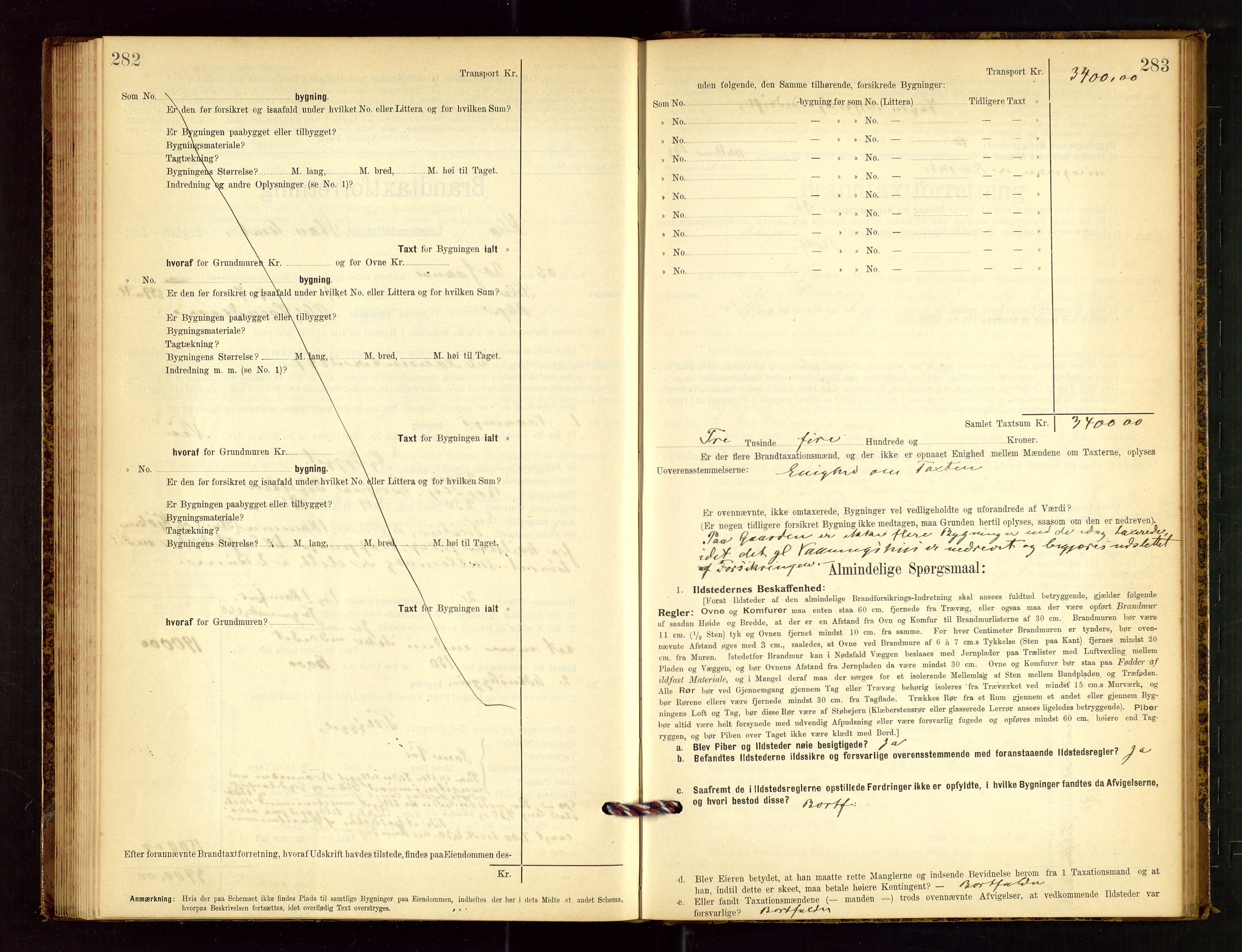 Klepp lensmannskontor, AV/SAST-A-100163/Goc/L0003: "Brandtaxationsprotokol" m/register, 1902-1907, p. 282-283