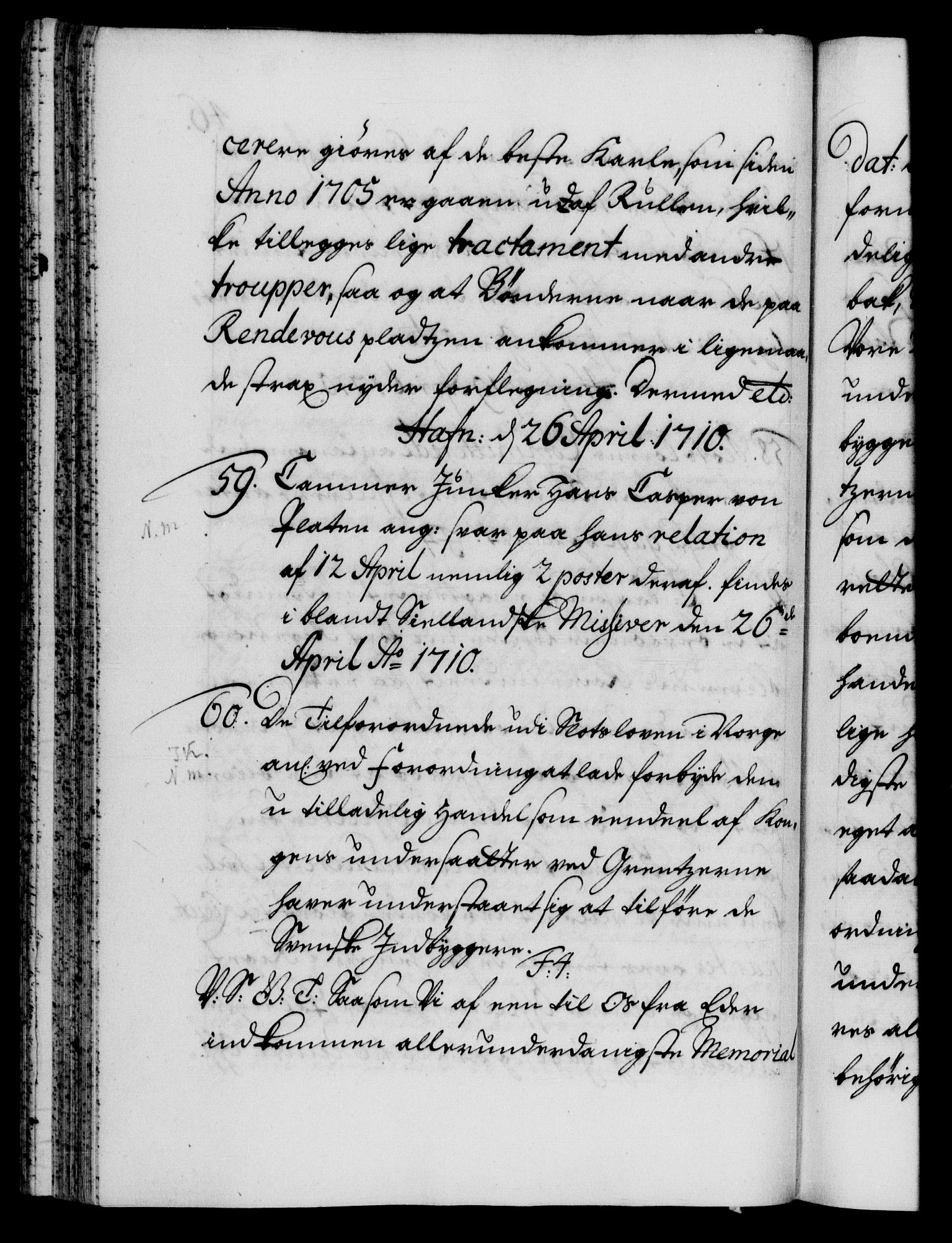 Danske Kanselli 1572-1799, AV/RA-EA-3023/F/Fc/Fca/Fcab/L0019: Norske tegnelser, 1710-1714, p. 46b