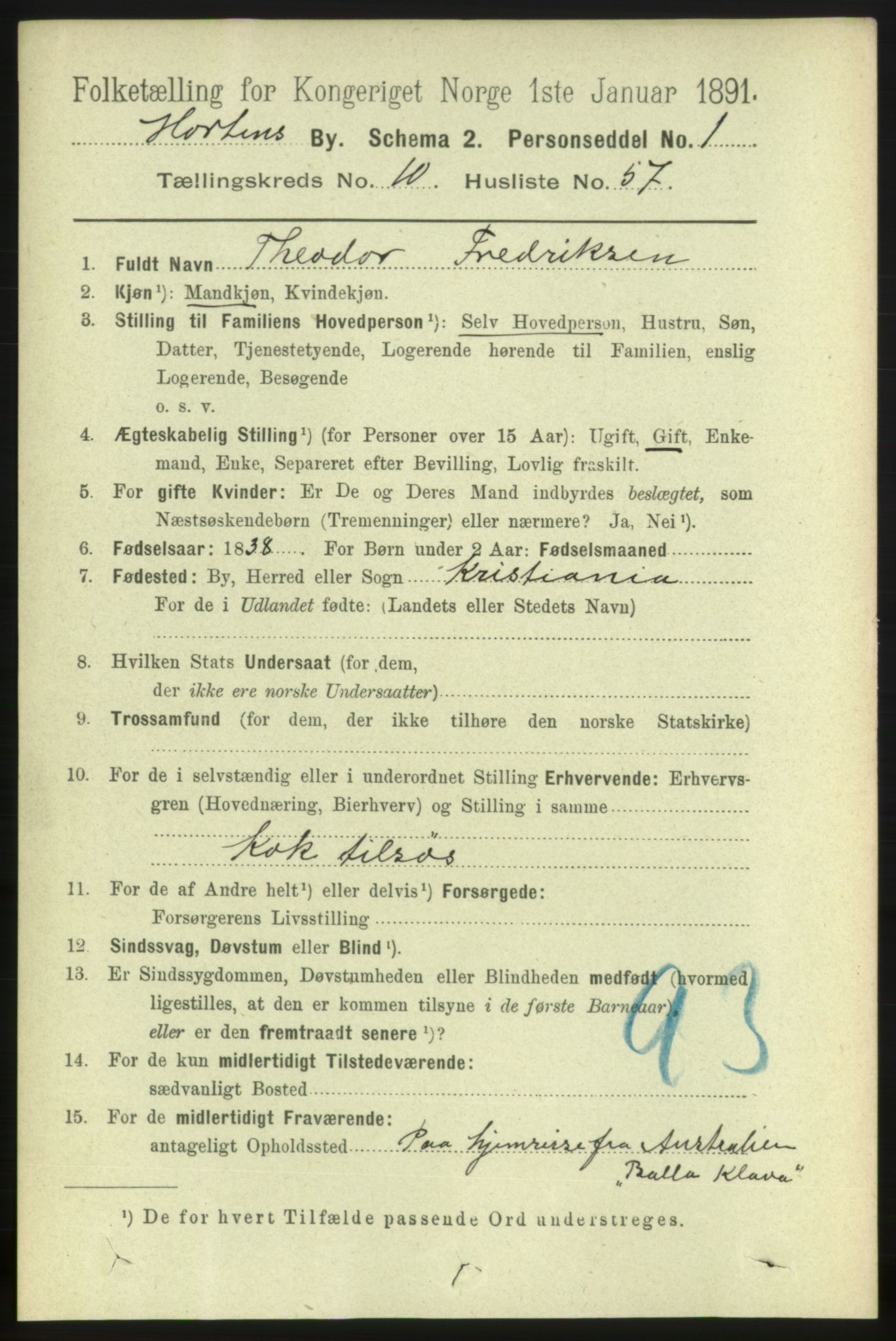 RA, 1891 census for 0703 Horten, 1891, p. 6553