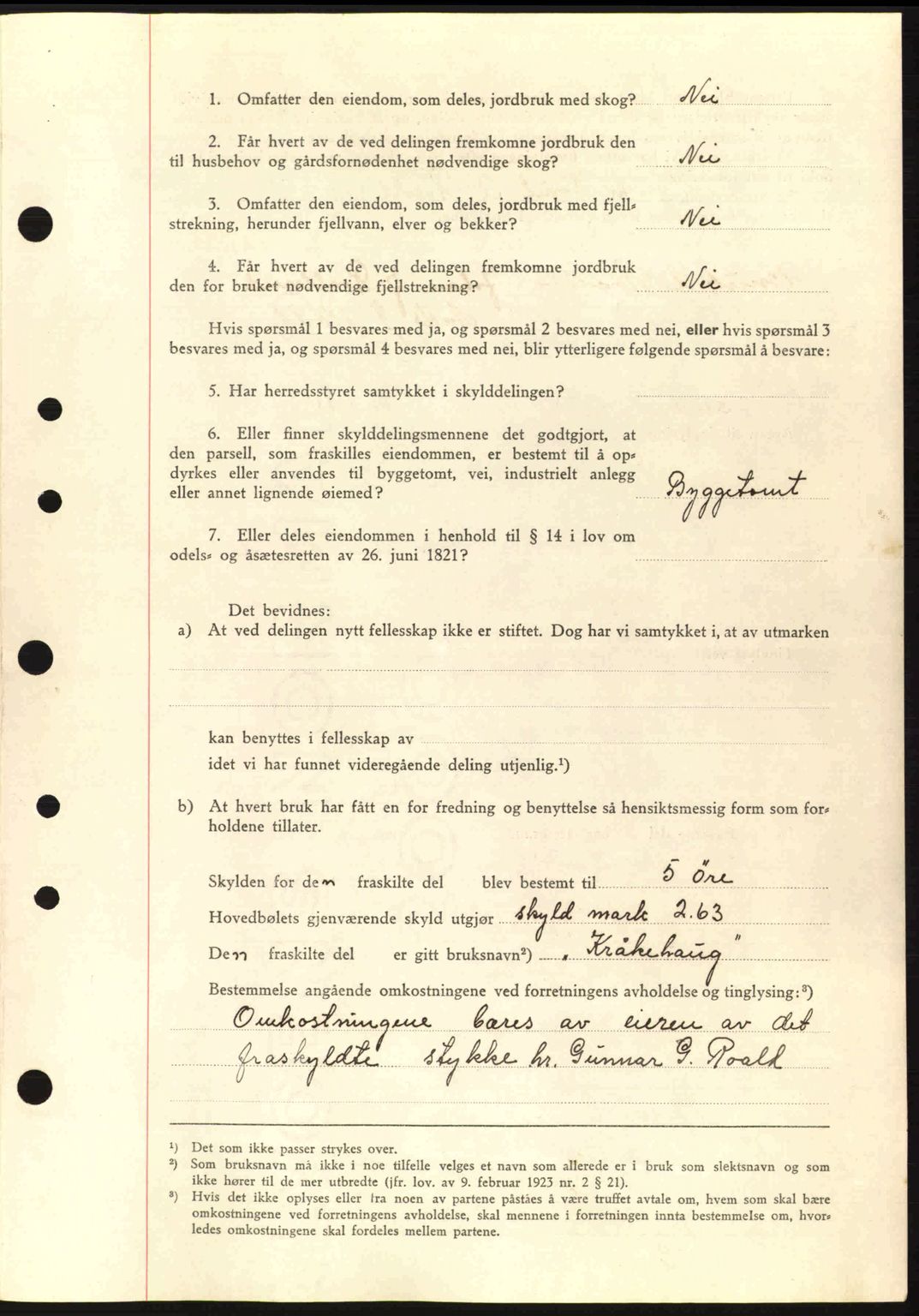 Nordre Sunnmøre sorenskriveri, AV/SAT-A-0006/1/2/2C/2Ca: Mortgage book no. A9, 1940-1940, Diary no: : 1072/1940