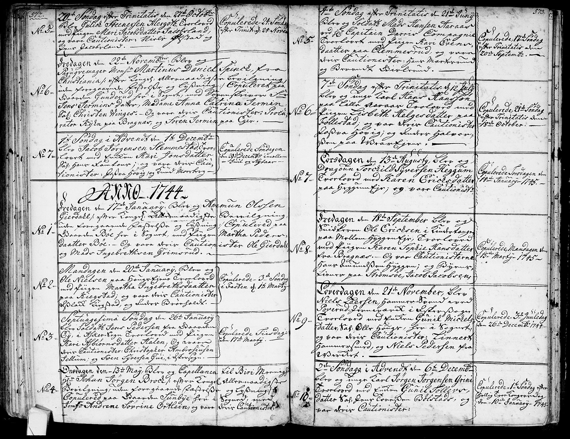 Røyken kirkebøker, SAKO/A-241/G/Ga/L0001: Parish register (copy) no. 1, 1740-1768, p. 572-573