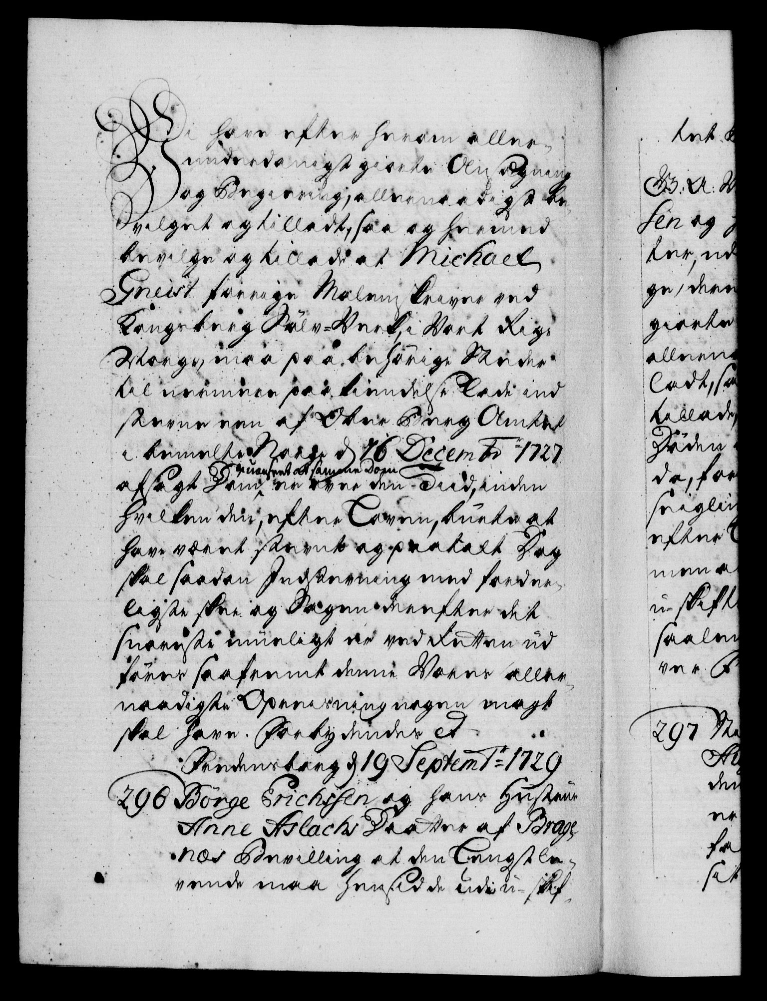 Danske Kanselli 1572-1799, AV/RA-EA-3023/F/Fc/Fca/Fcaa/L0026: Norske registre, 1729-1730, p. 227b