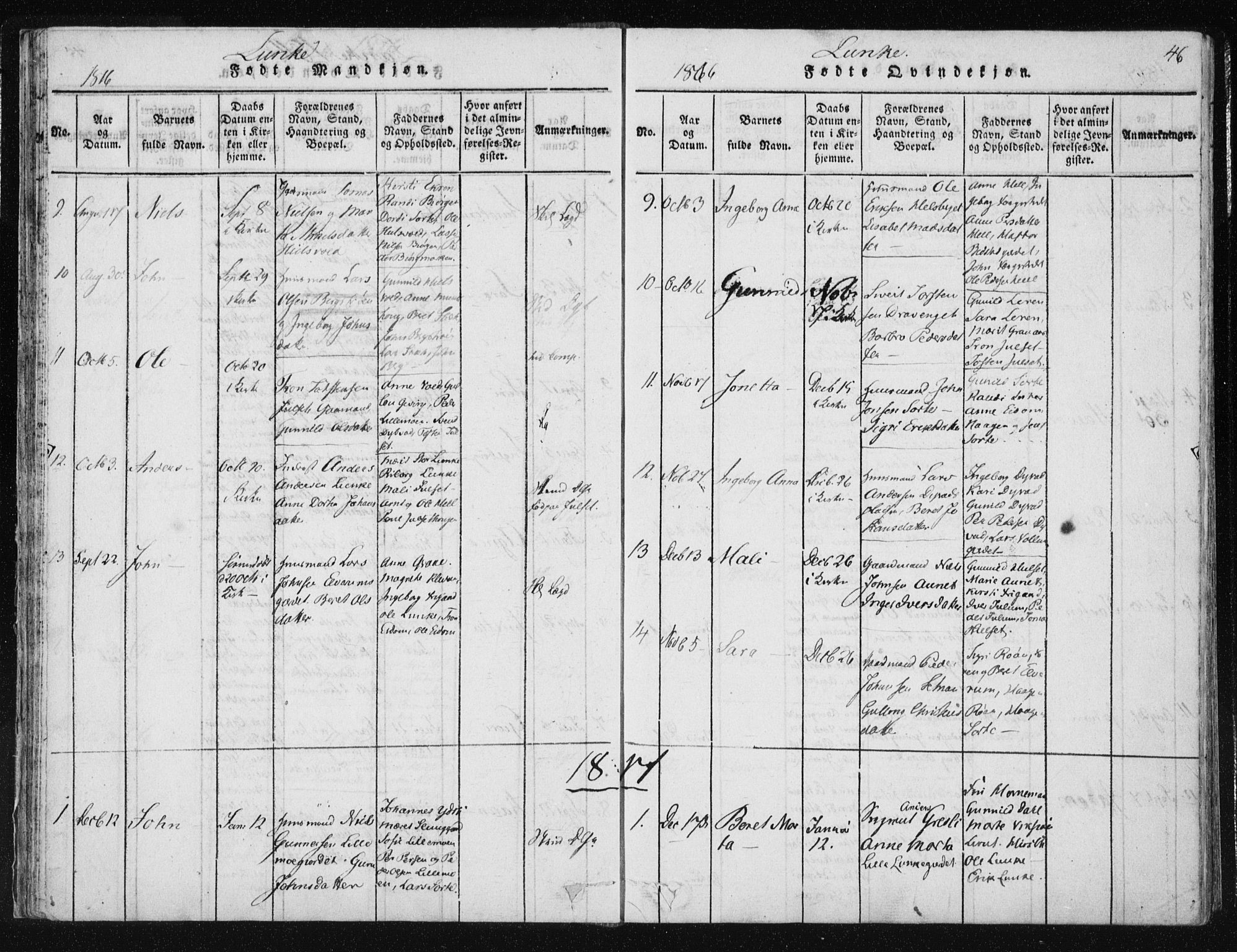 Ministerialprotokoller, klokkerbøker og fødselsregistre - Nord-Trøndelag, AV/SAT-A-1458/709/L0061: Parish register (official) no. 709A08 /3, 1815-1819, p. 46