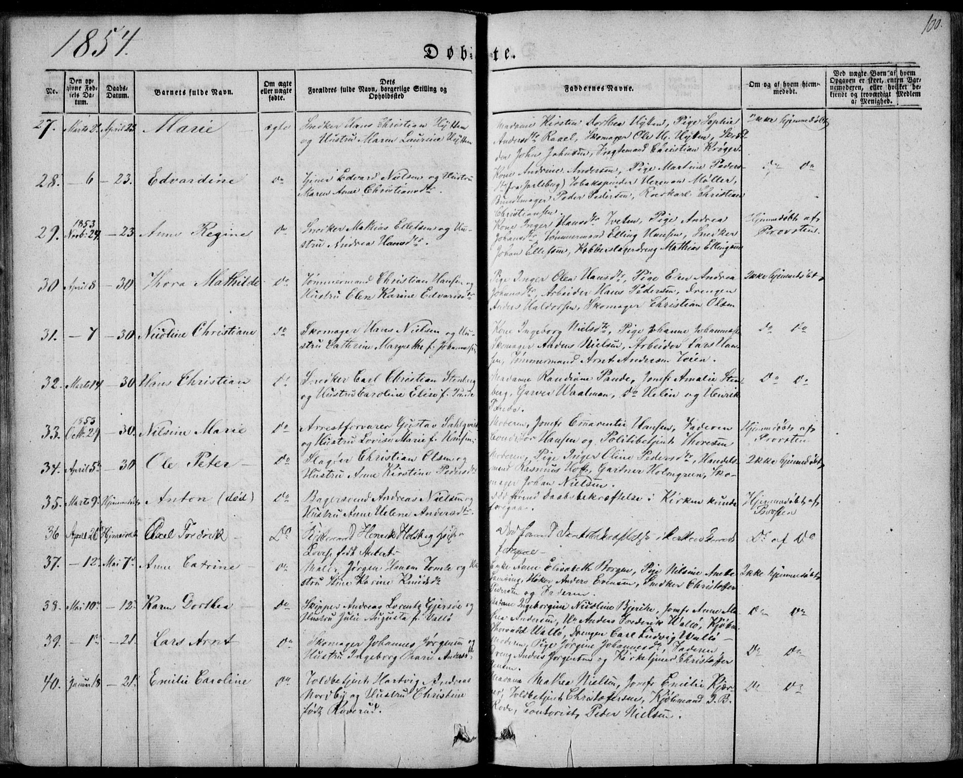 Tønsberg kirkebøker, AV/SAKO-A-330/F/Fa/L0007: Parish register (official) no. I 7, 1845-1854, p. 100