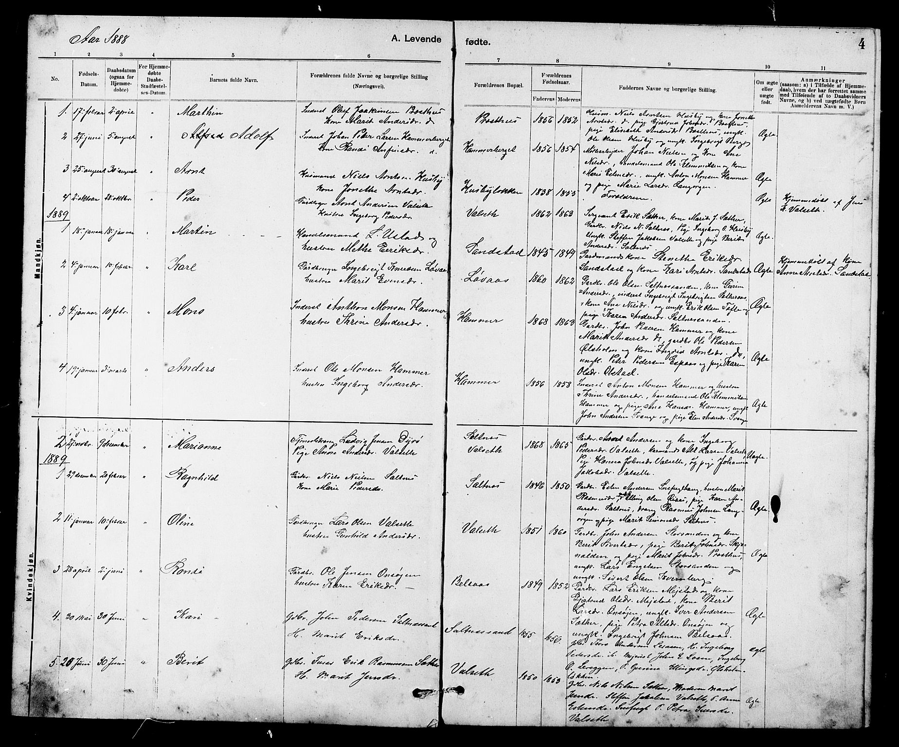 Ministerialprotokoller, klokkerbøker og fødselsregistre - Sør-Trøndelag, SAT/A-1456/666/L0790: Parish register (copy) no. 666C03, 1885-1908, p. 4