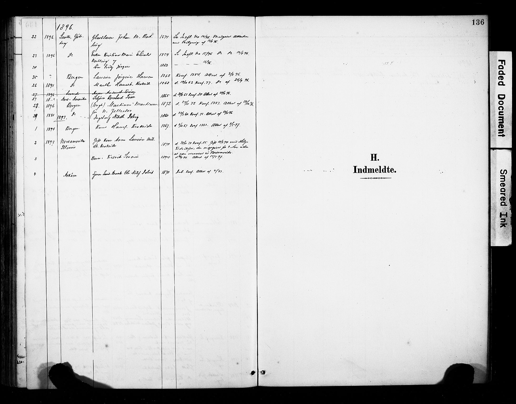 Fana Sokneprestembete, SAB/A-75101/H/Haa/Haab/L0002: Parish register (official) no. B 2, 1890-1897, p. 136