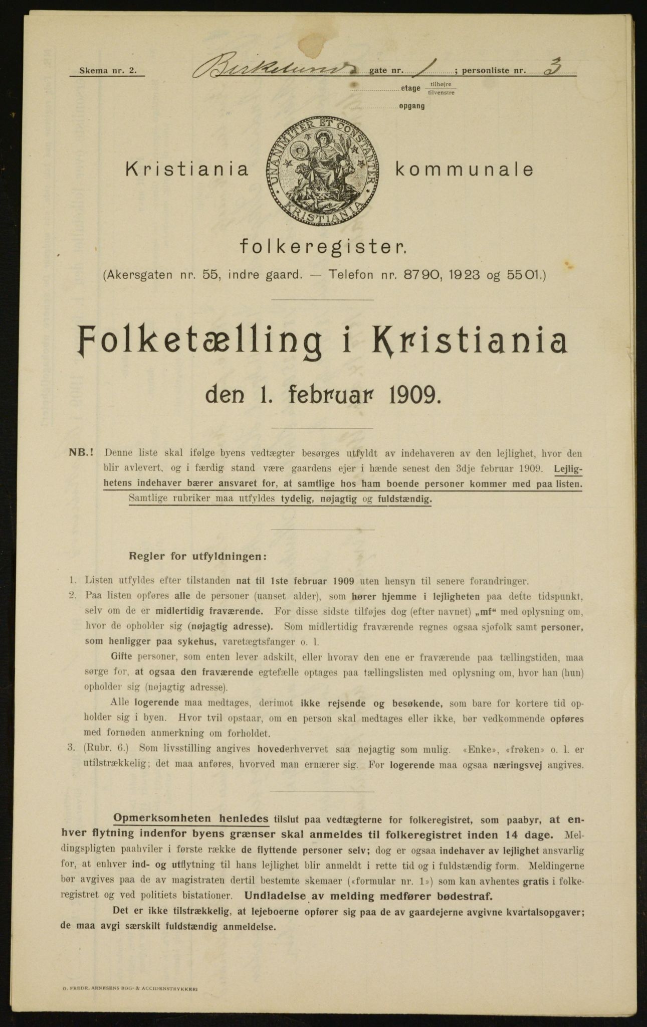 OBA, Municipal Census 1909 for Kristiania, 1909, p. 4937