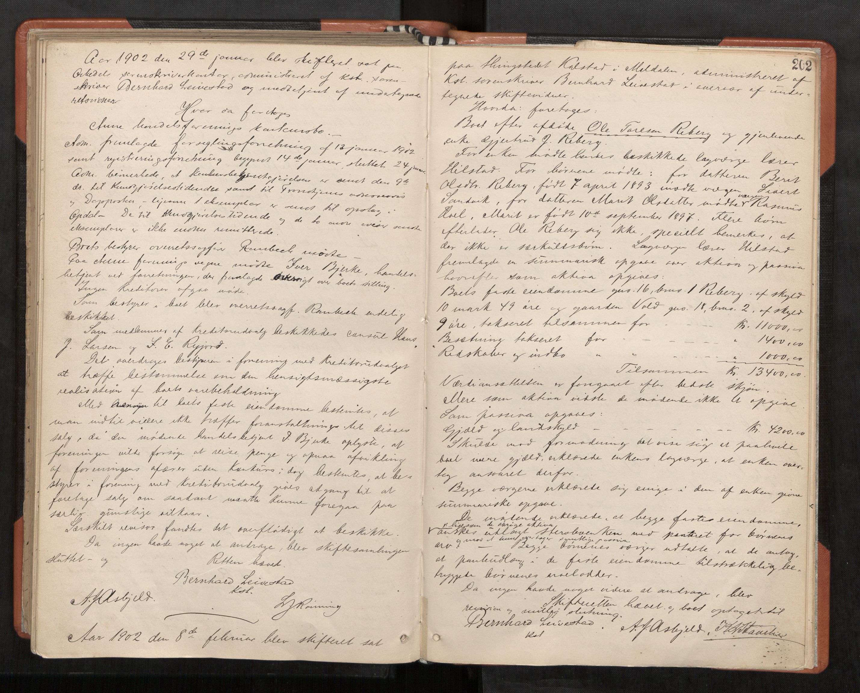 Orkdal sorenskriveri, AV/SAT-A-4169/1/3/3B/L0009: Skiftebehandlingsprotokoll, 1888-1902, p. 202