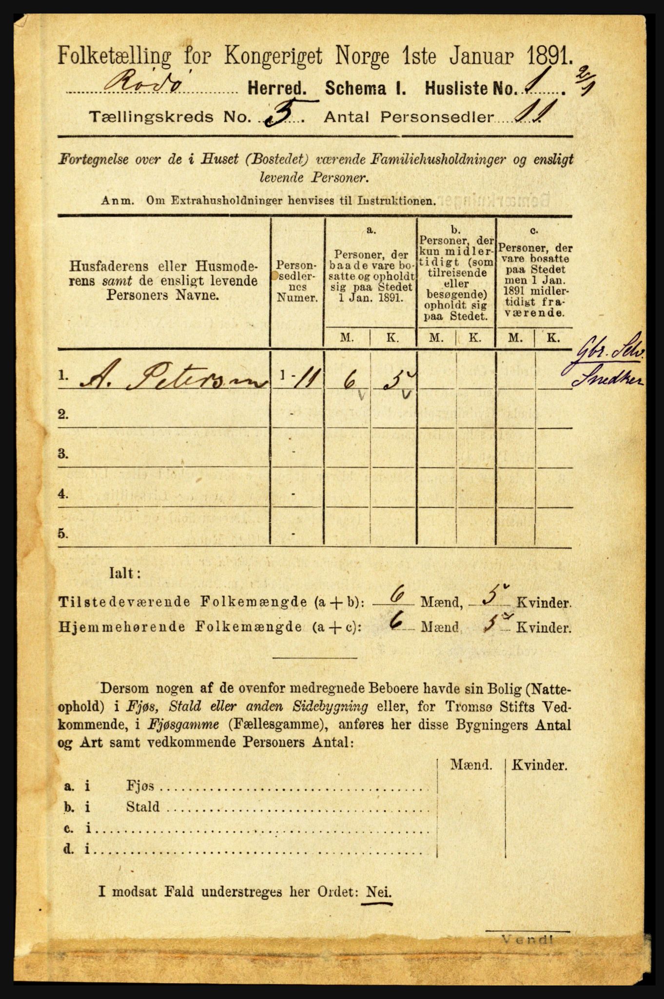 RA, 1891 census for 1836 Rødøy, 1891, p. 2347