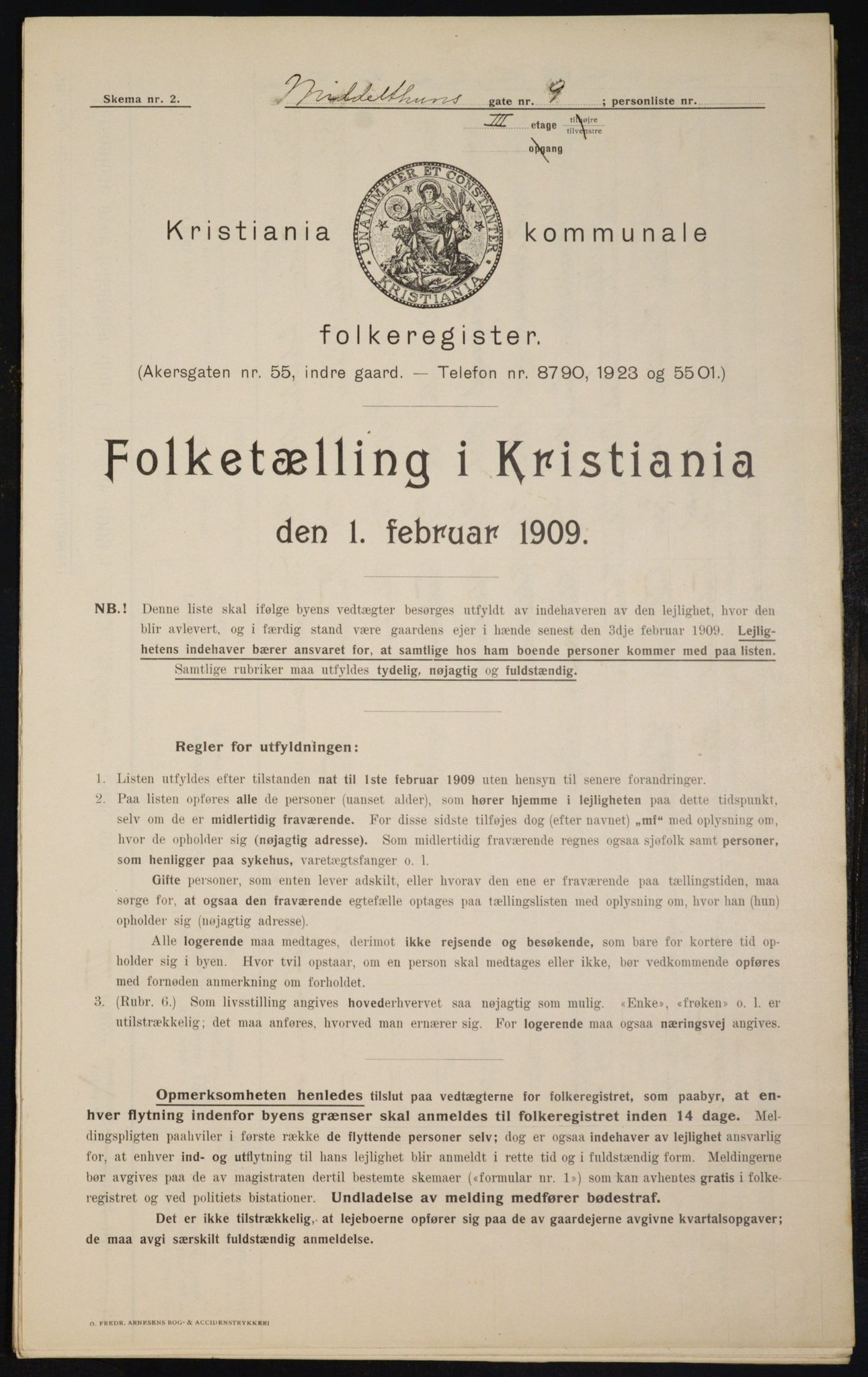 OBA, Municipal Census 1909 for Kristiania, 1909, p. 68249