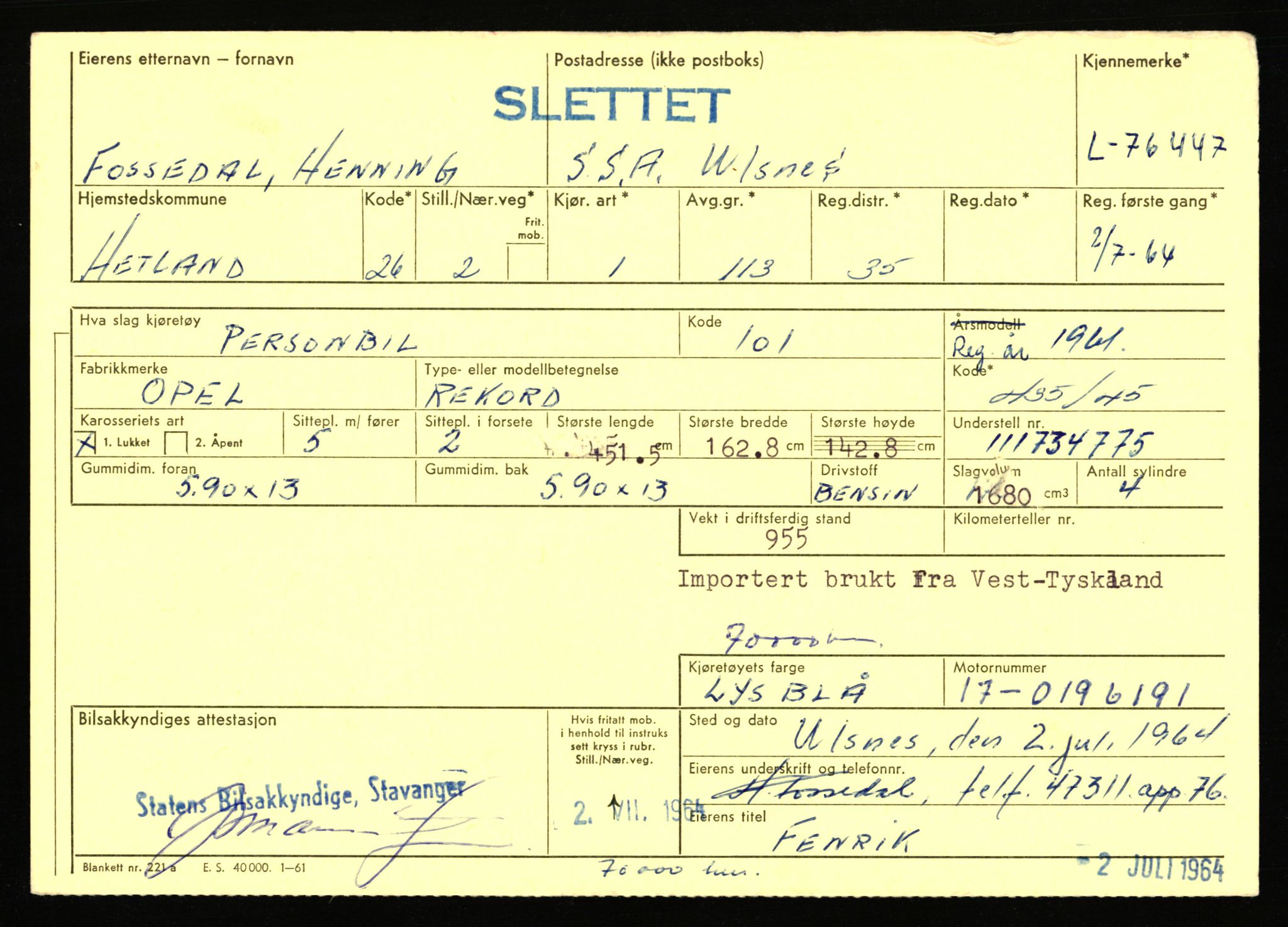 Stavanger trafikkstasjon, AV/SAST-A-101942/0/F/L0068: L-75000 - L-76799, 1930-1971, p. 1751