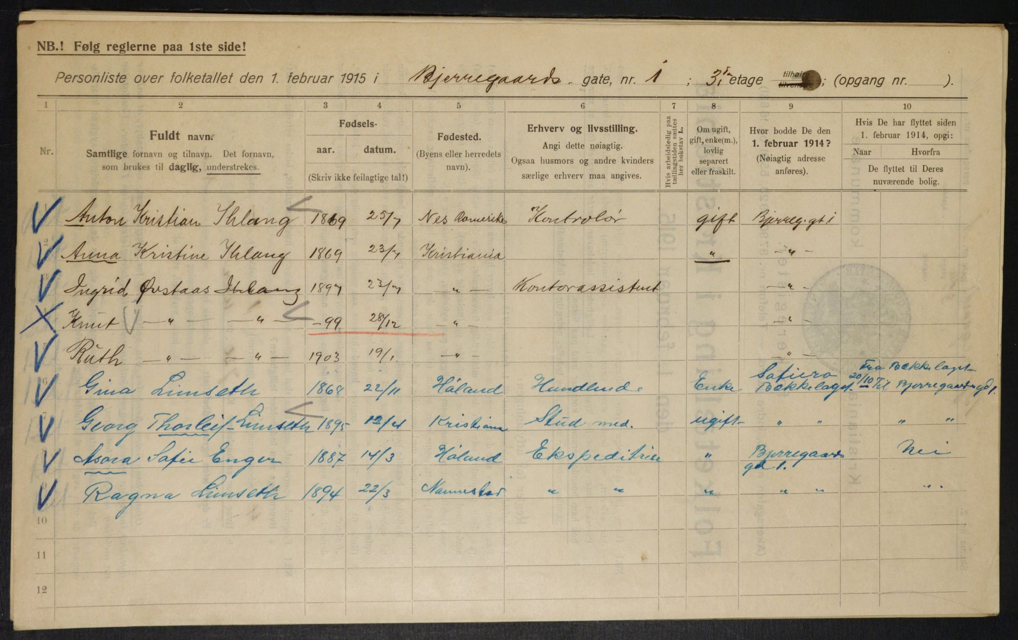 OBA, Municipal Census 1915 for Kristiania, 1915, p. 5507