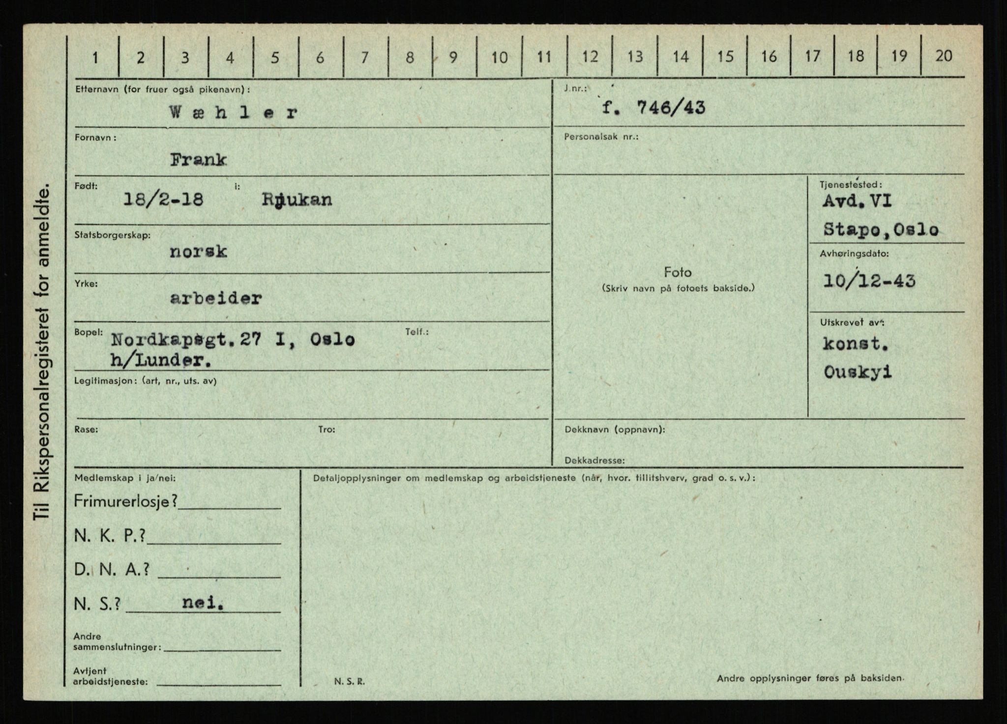 Statspolitiet - Hovedkontoret / Osloavdelingen, AV/RA-S-1329/C/Ca/L0016: Uberg - Øystese, 1943-1945, p. 3186