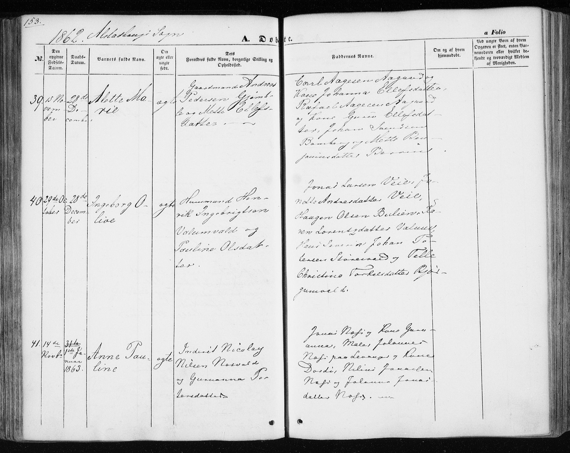 Ministerialprotokoller, klokkerbøker og fødselsregistre - Nord-Trøndelag, AV/SAT-A-1458/717/L0154: Parish register (official) no. 717A07 /1, 1850-1862, p. 153