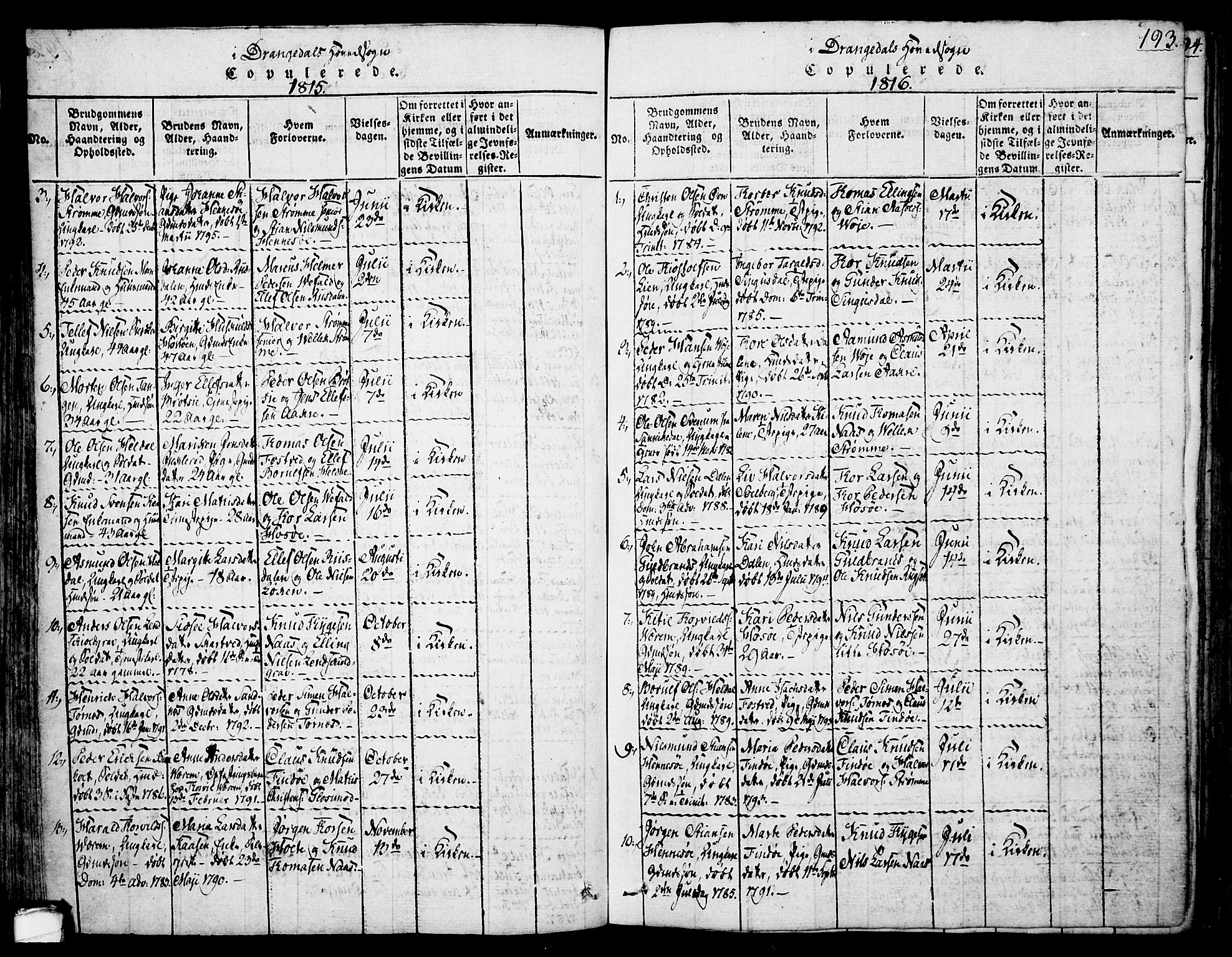 Drangedal kirkebøker, SAKO/A-258/F/Fa/L0005: Parish register (official) no. 5 /1, 1814-1831, p. 193