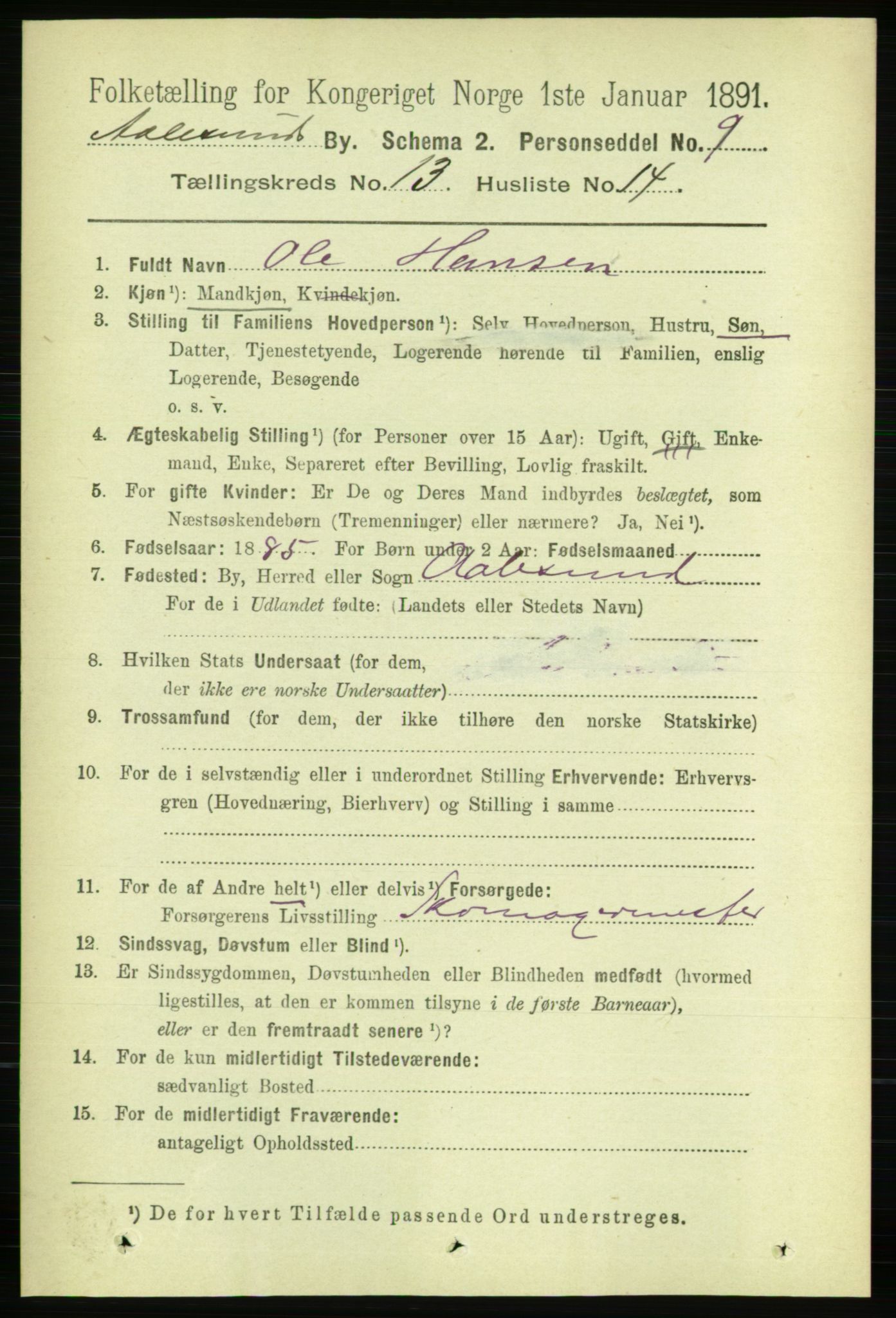 RA, 1891 census for 1501 Ålesund, 1891, p. 8180