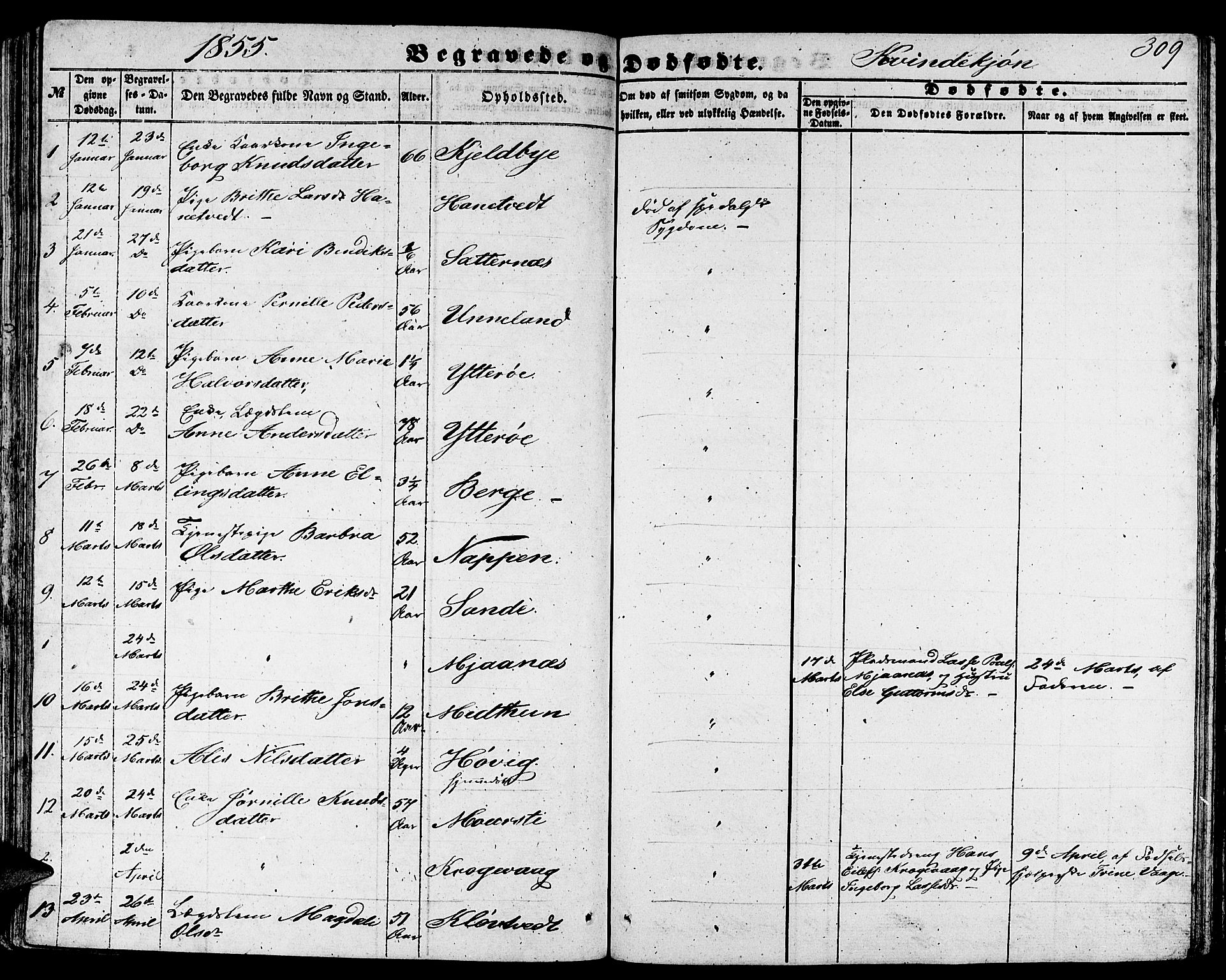 Gulen sokneprestembete, AV/SAB-A-80201/H/Hab/Habb/L0001: Parish register (copy) no. B 1, 1854-1866, p. 309