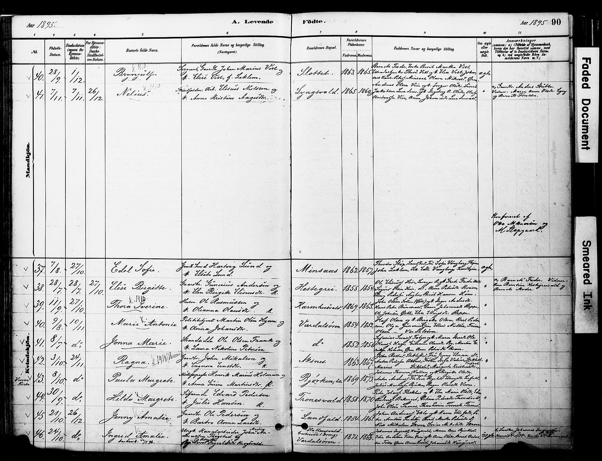 Ministerialprotokoller, klokkerbøker og fødselsregistre - Nord-Trøndelag, AV/SAT-A-1458/723/L0244: Parish register (official) no. 723A13, 1881-1899, p. 90