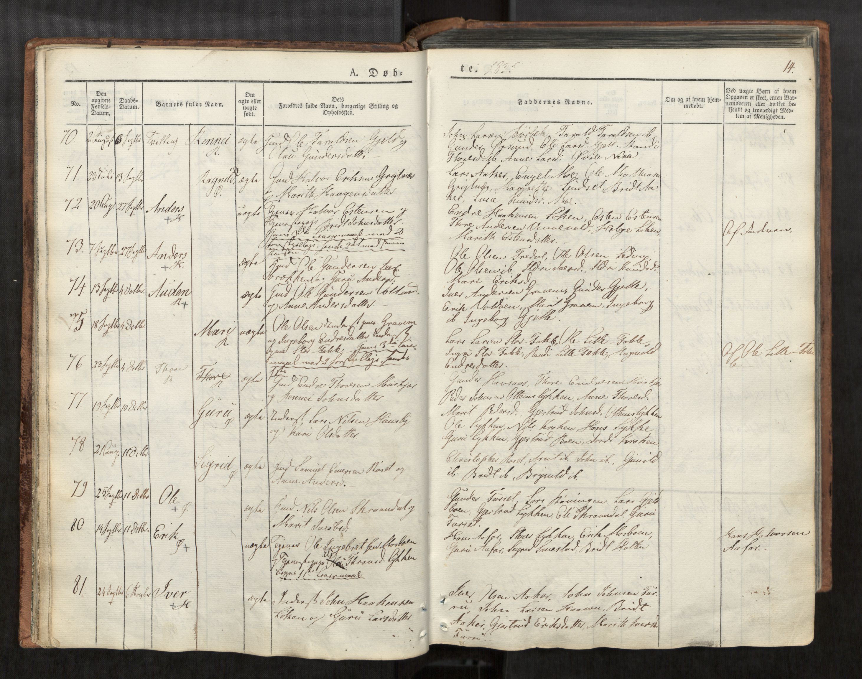 Ministerialprotokoller, klokkerbøker og fødselsregistre - Møre og Romsdal, SAT/A-1454/590/L1012: Parish register (official) no. 590A04, 1832-1846, p. 14