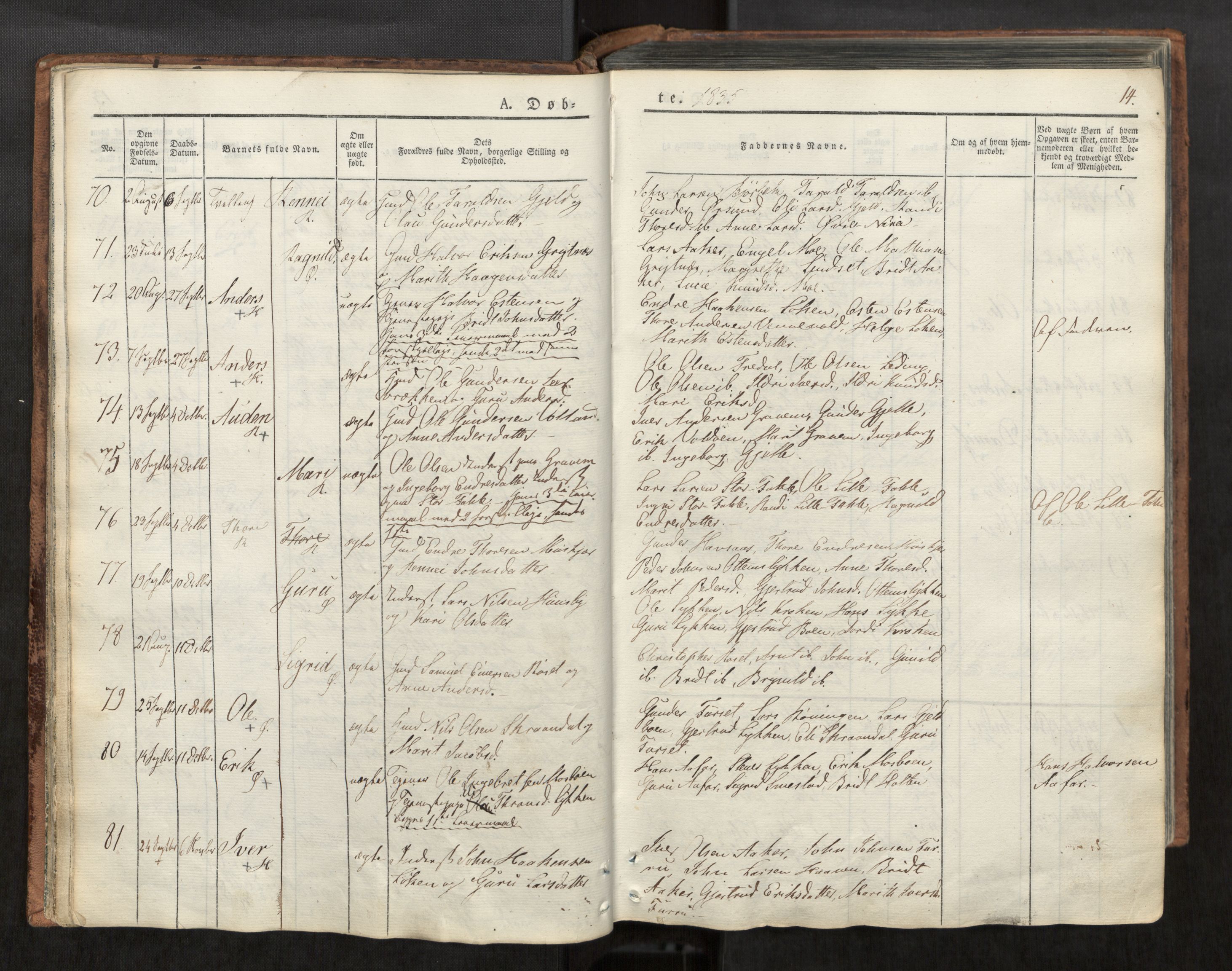 Ministerialprotokoller, klokkerbøker og fødselsregistre - Møre og Romsdal, AV/SAT-A-1454/590/L1012: Parish register (official) no. 590A04, 1832-1846, p. 14