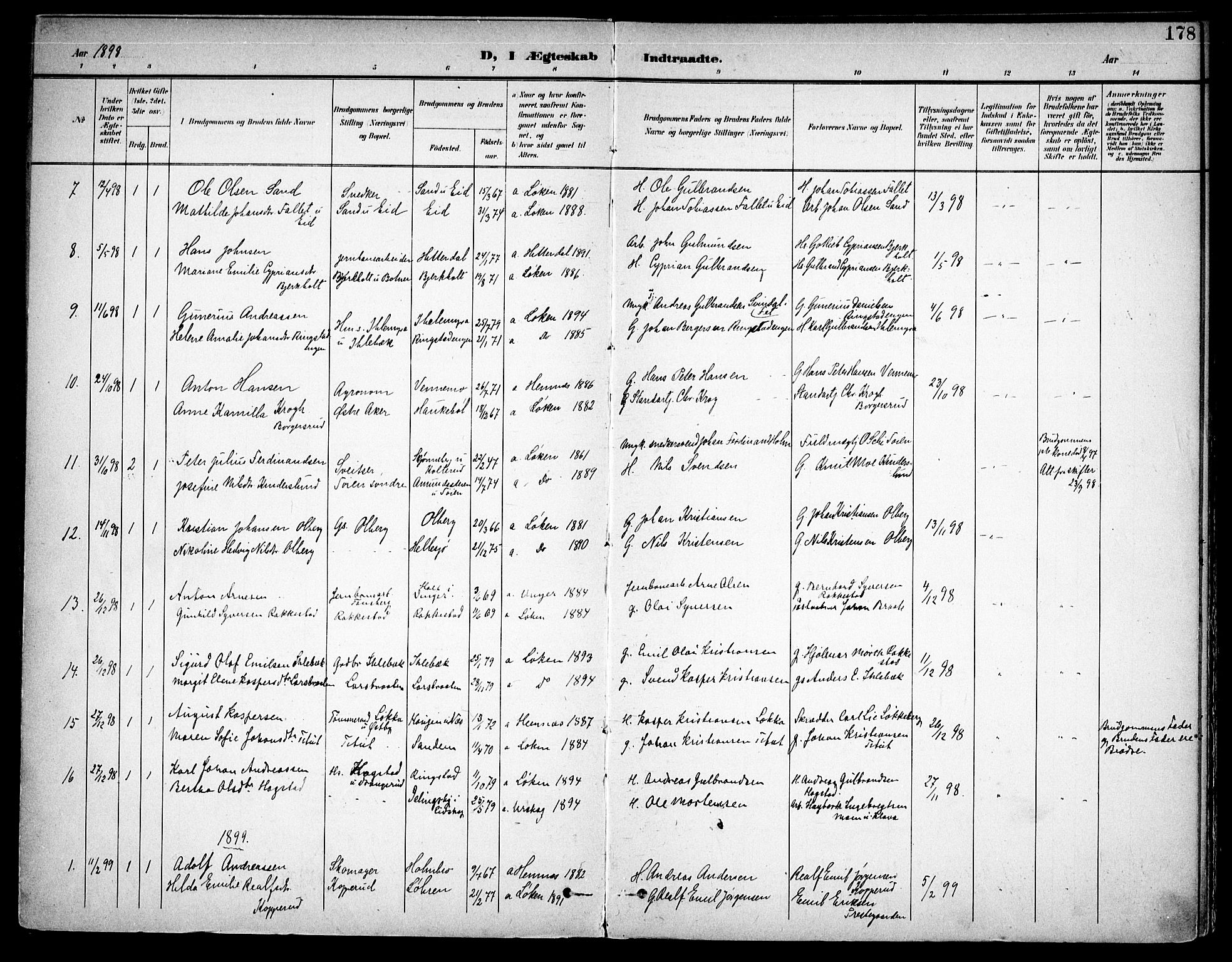 Høland prestekontor Kirkebøker, SAO/A-10346a/F/Fa/L0015: Parish register (official) no. I 15, 1897-1912, p. 178