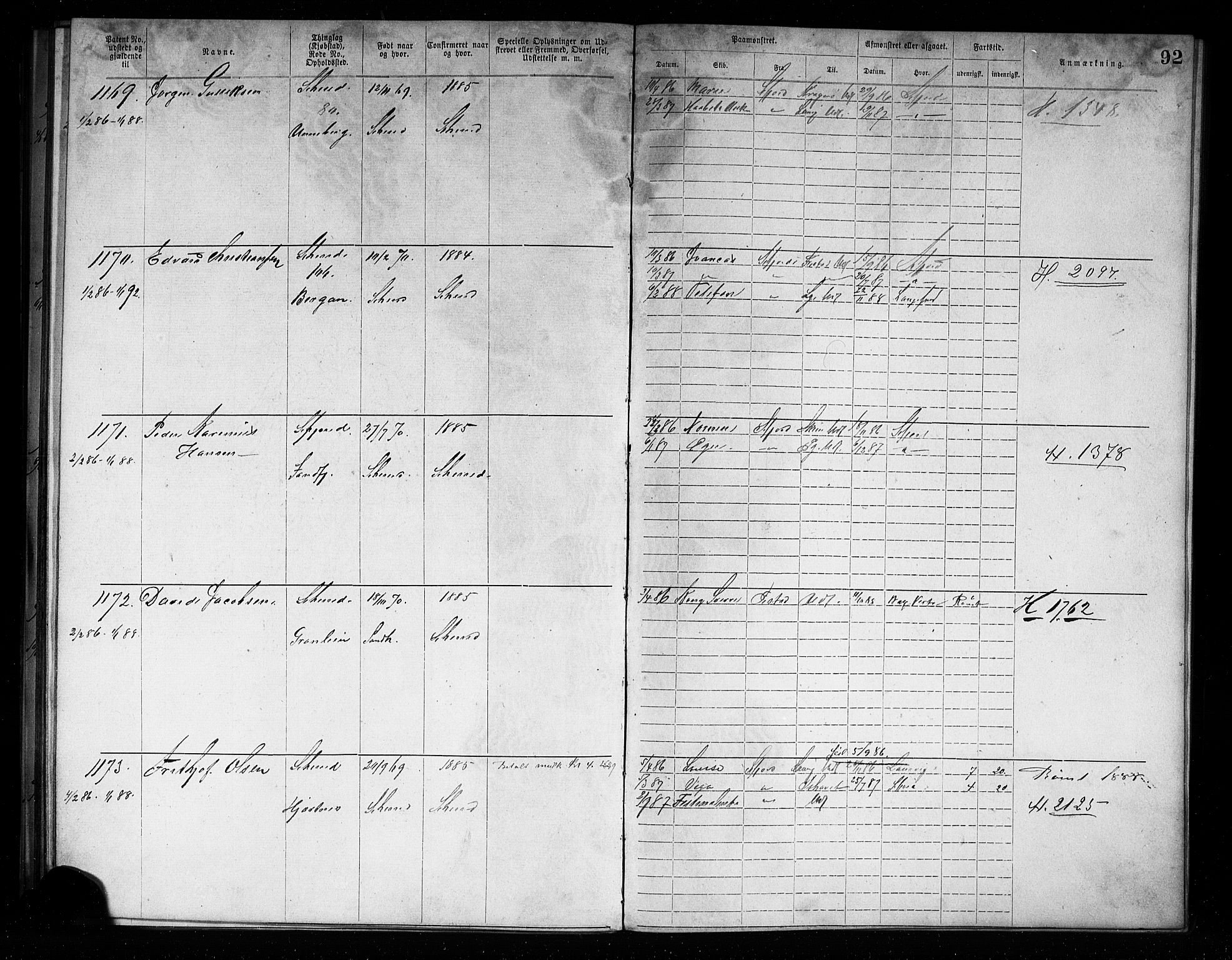 Sandefjord innrulleringskontor, AV/SAKO-A-788/F/Fa/L0004: Annotasjonsrulle, 1879-1889, p. 95