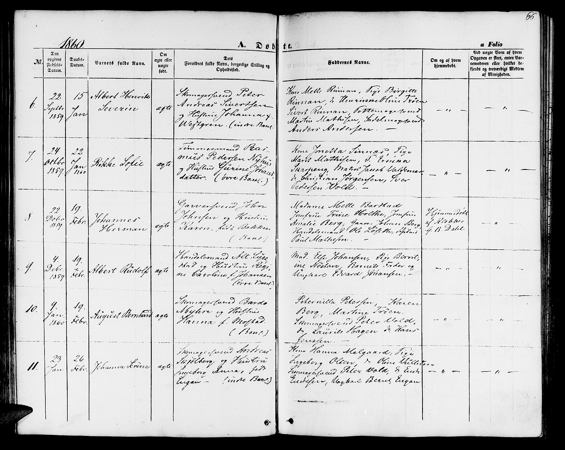 Ministerialprotokoller, klokkerbøker og fødselsregistre - Sør-Trøndelag, SAT/A-1456/604/L0184: Parish register (official) no. 604A05, 1851-1860, p. 66
