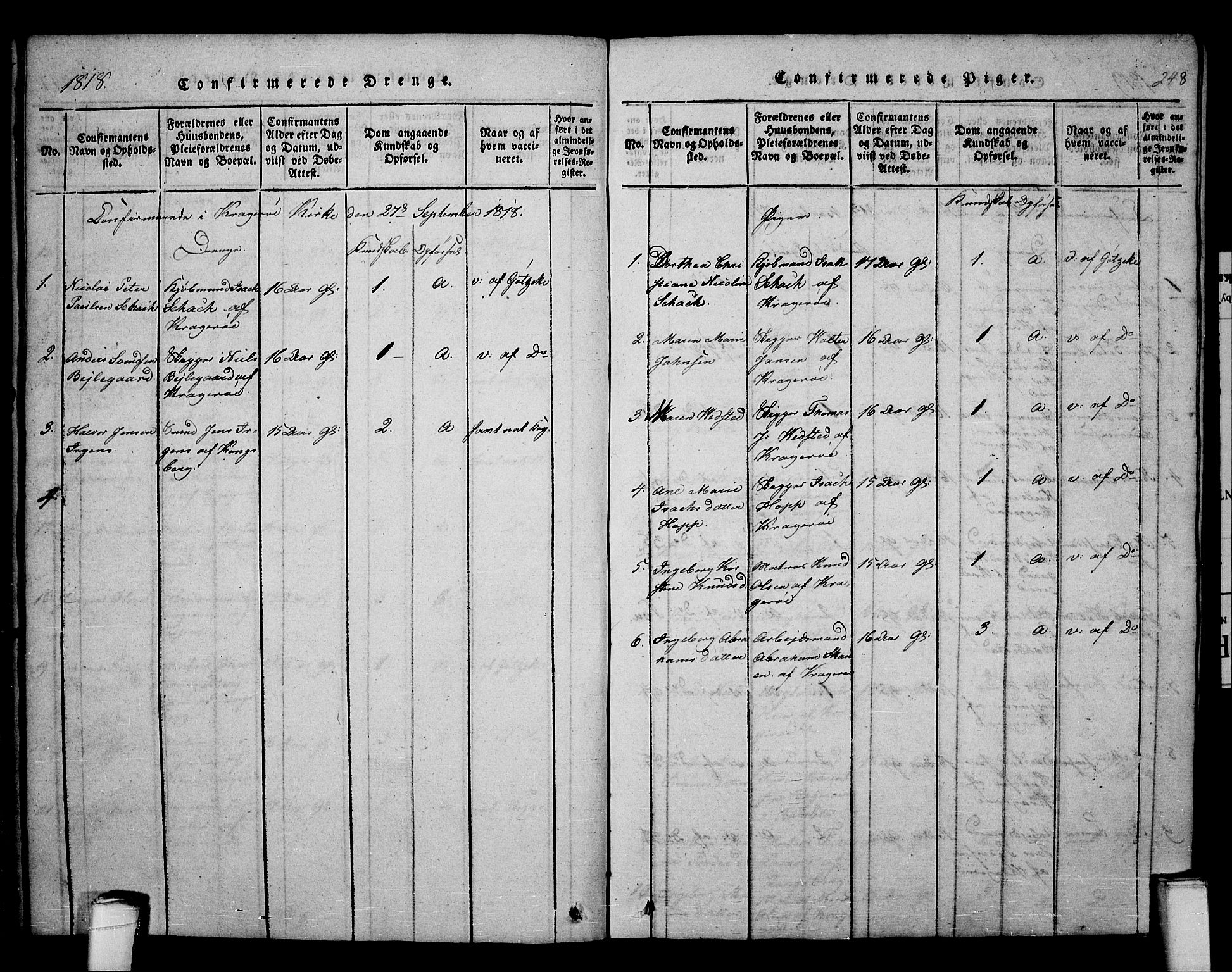 Kragerø kirkebøker, SAKO/A-278/F/Fa/L0004: Parish register (official) no. 4, 1814-1831, p. 248