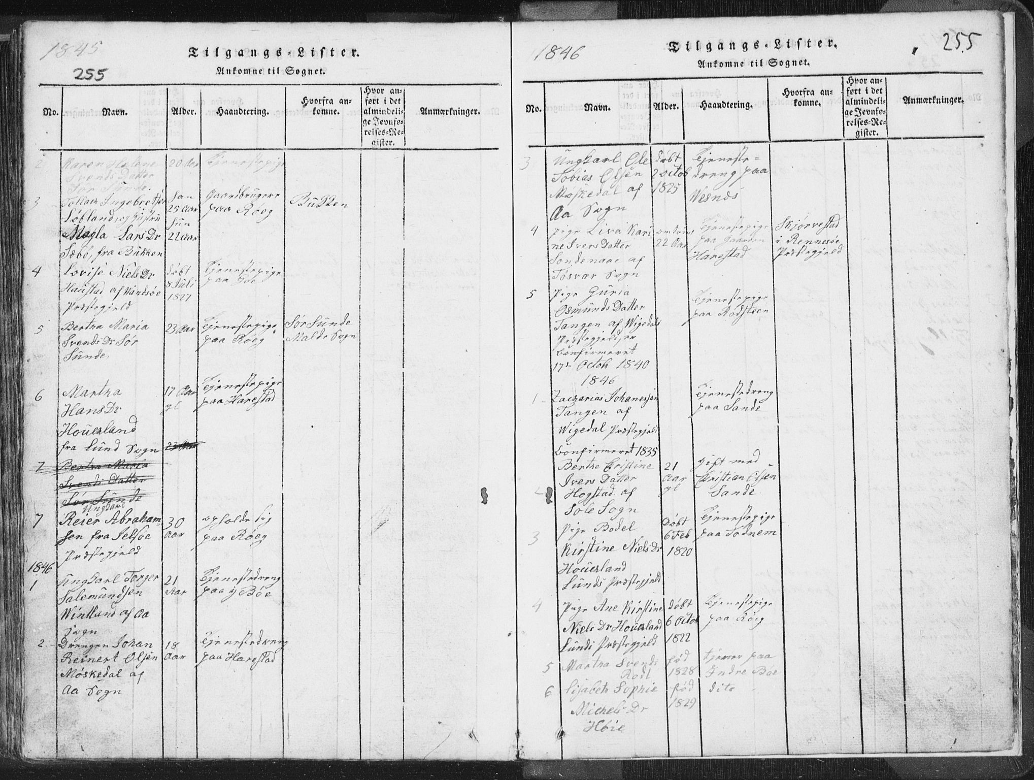 Hetland sokneprestkontor, AV/SAST-A-101826/30/30BA/L0001: Parish register (official) no. A 1, 1816-1856, p. 255