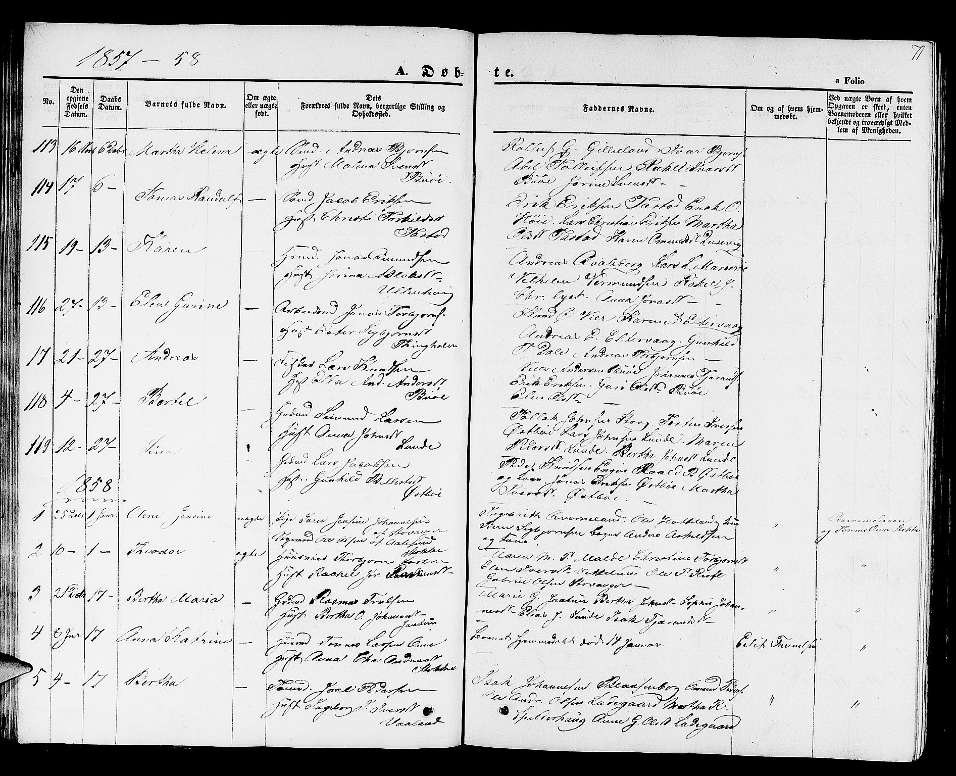 Hetland sokneprestkontor, SAST/A-101826/30/30BB/L0001: Parish register (copy) no. B 1, 1850-1868, p. 71