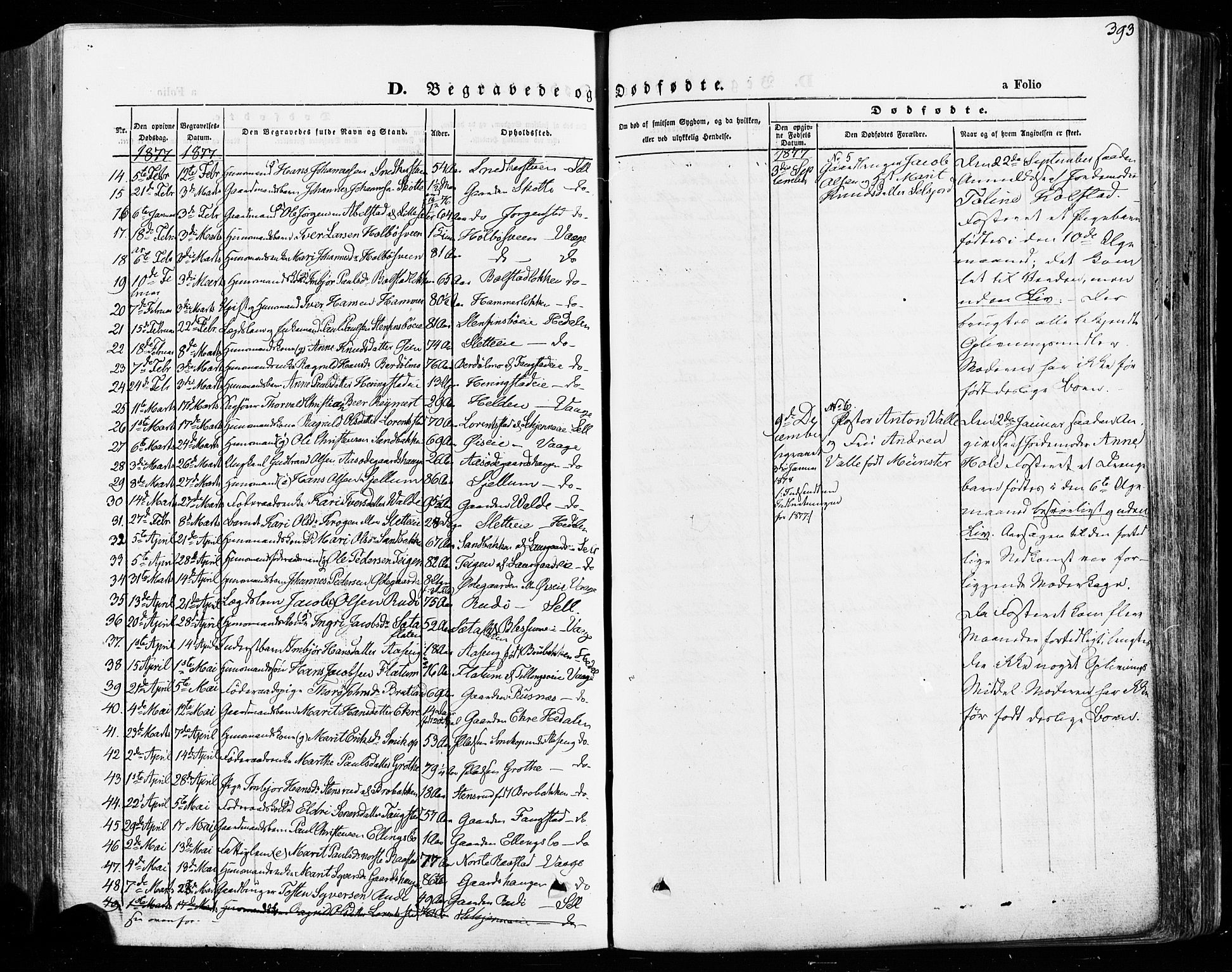 Vågå prestekontor, SAH/PREST-076/H/Ha/Haa/L0007: Parish register (official) no. 7 /1, 1872-1886, p. 393