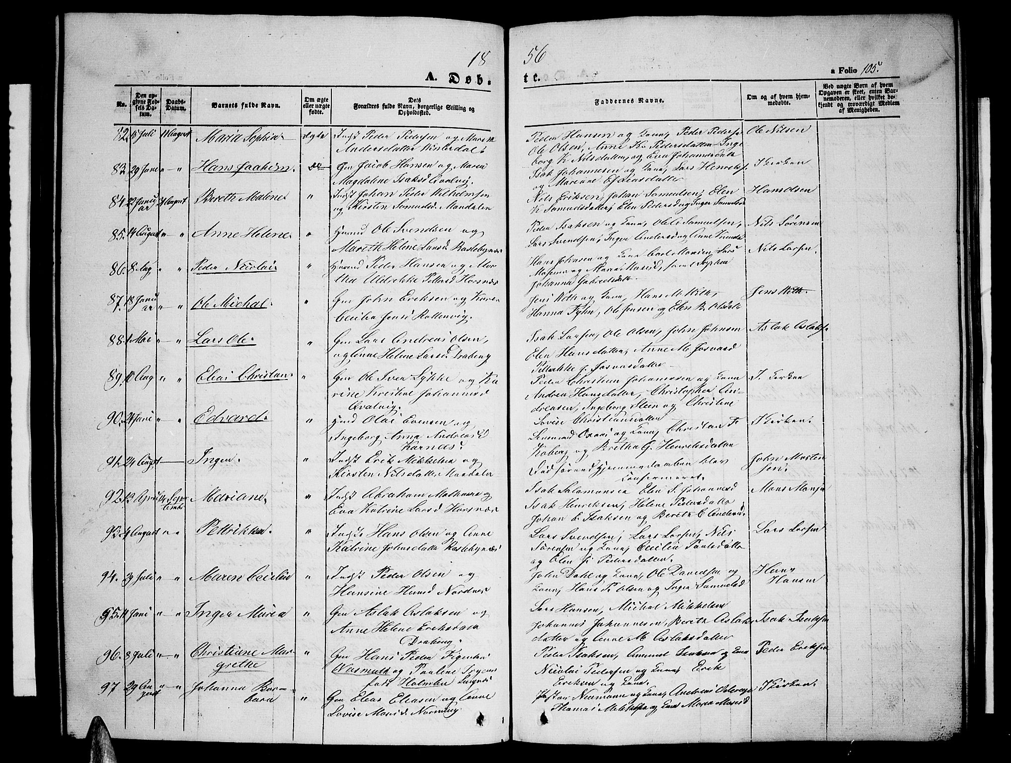 Lyngen sokneprestembete, SATØ/S-1289/H/He/Heb/L0002klokker: Parish register (copy) no. 2, 1839-1860, p. 105
