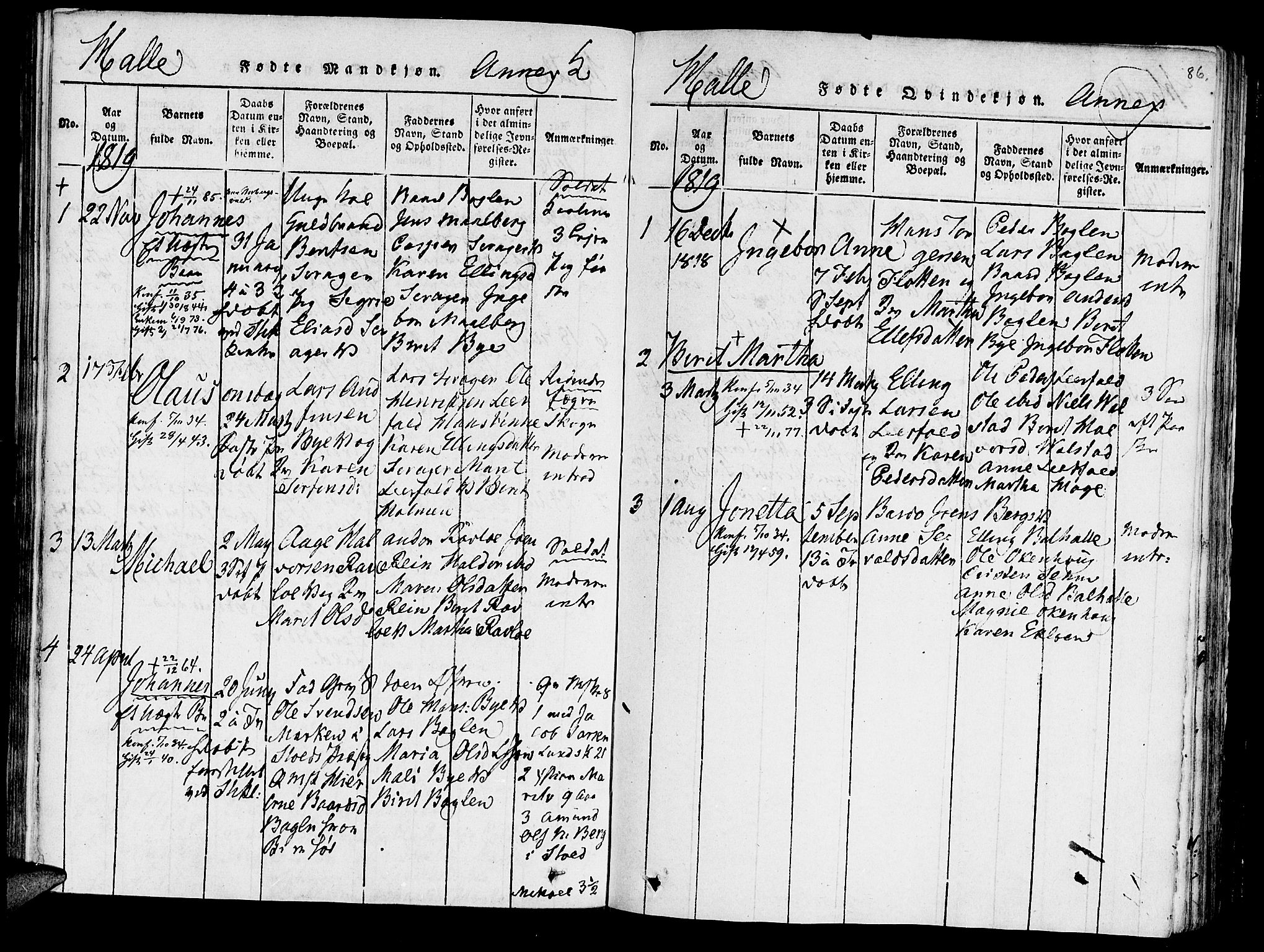 Ministerialprotokoller, klokkerbøker og fødselsregistre - Nord-Trøndelag, SAT/A-1458/723/L0234: Parish register (official) no. 723A05 /3, 1817-1821, p. 86