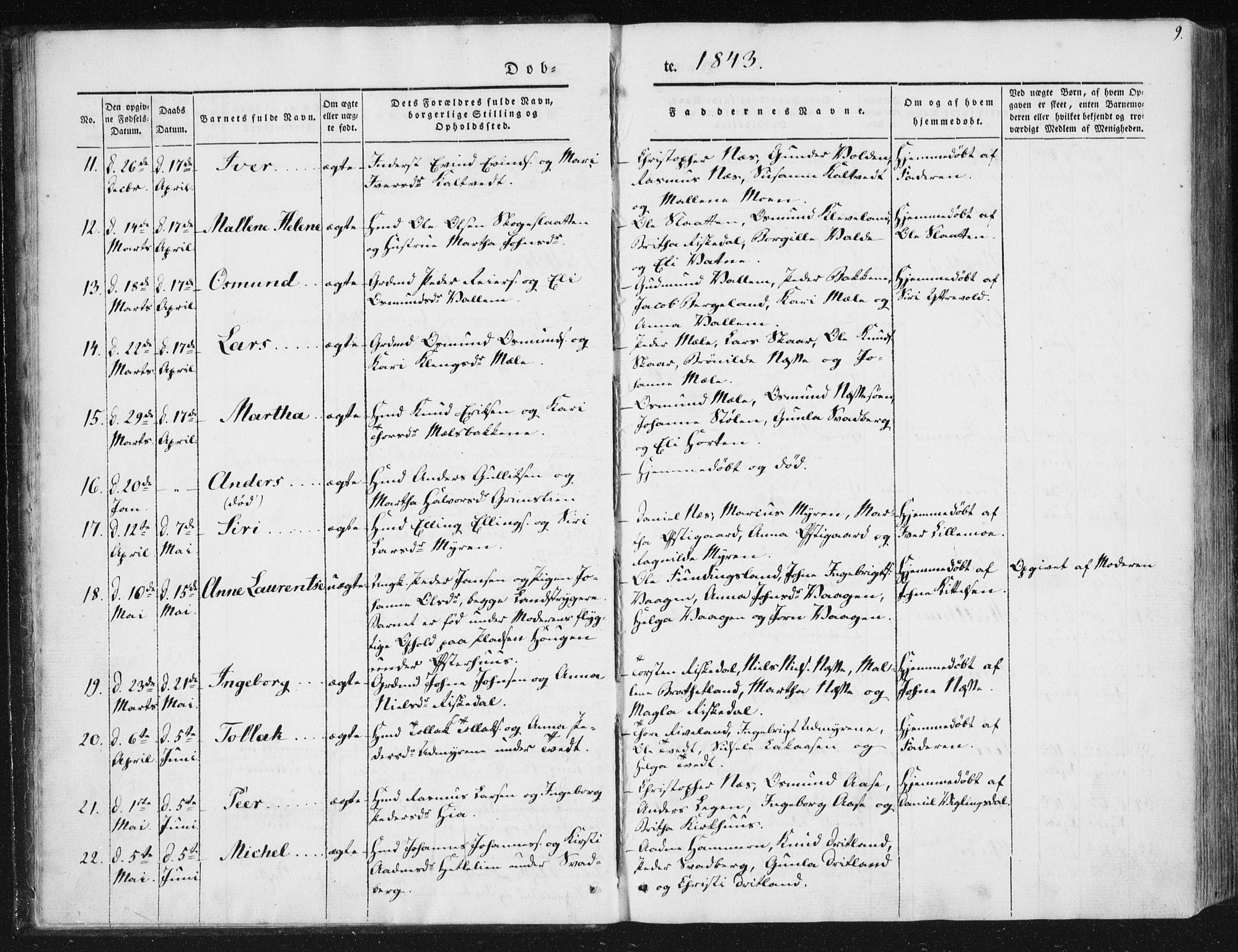 Hjelmeland sokneprestkontor, SAST/A-101843/01/IV/L0008: Parish register (official) no. A 8, 1842-1861, p. 9