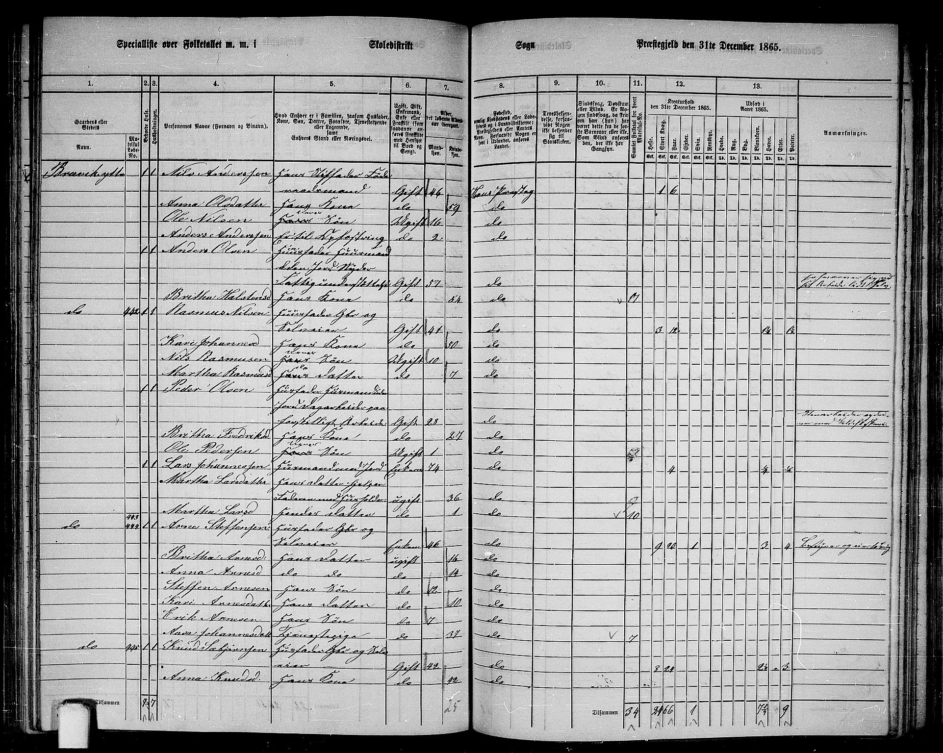 RA, 1865 census for Haus, 1865, p. 174