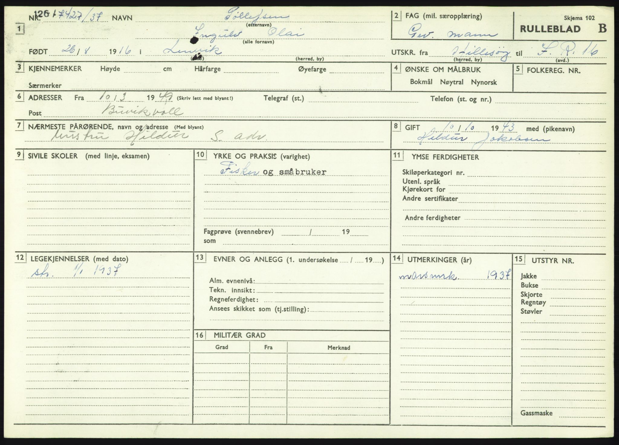 Forsvaret, Troms infanteriregiment nr. 16, AV/RA-RAFA-3146/P/Pa/L0021: Rulleblad for regimentets menige mannskaper, årsklasse 1937, 1937, p. 1189