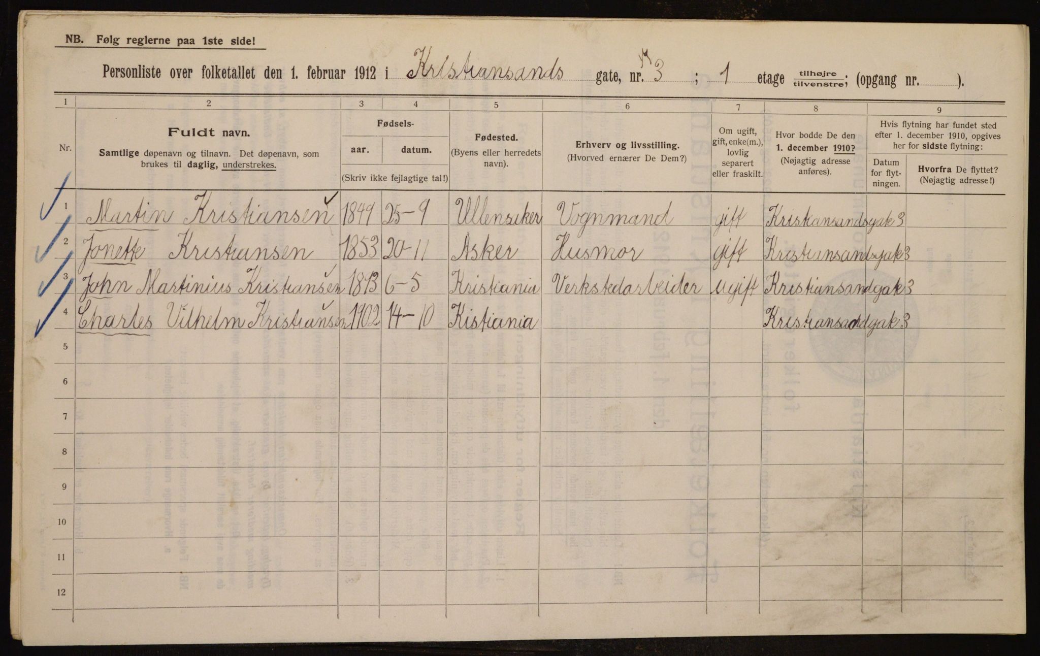 OBA, Municipal Census 1912 for Kristiania, 1912, p. 54493