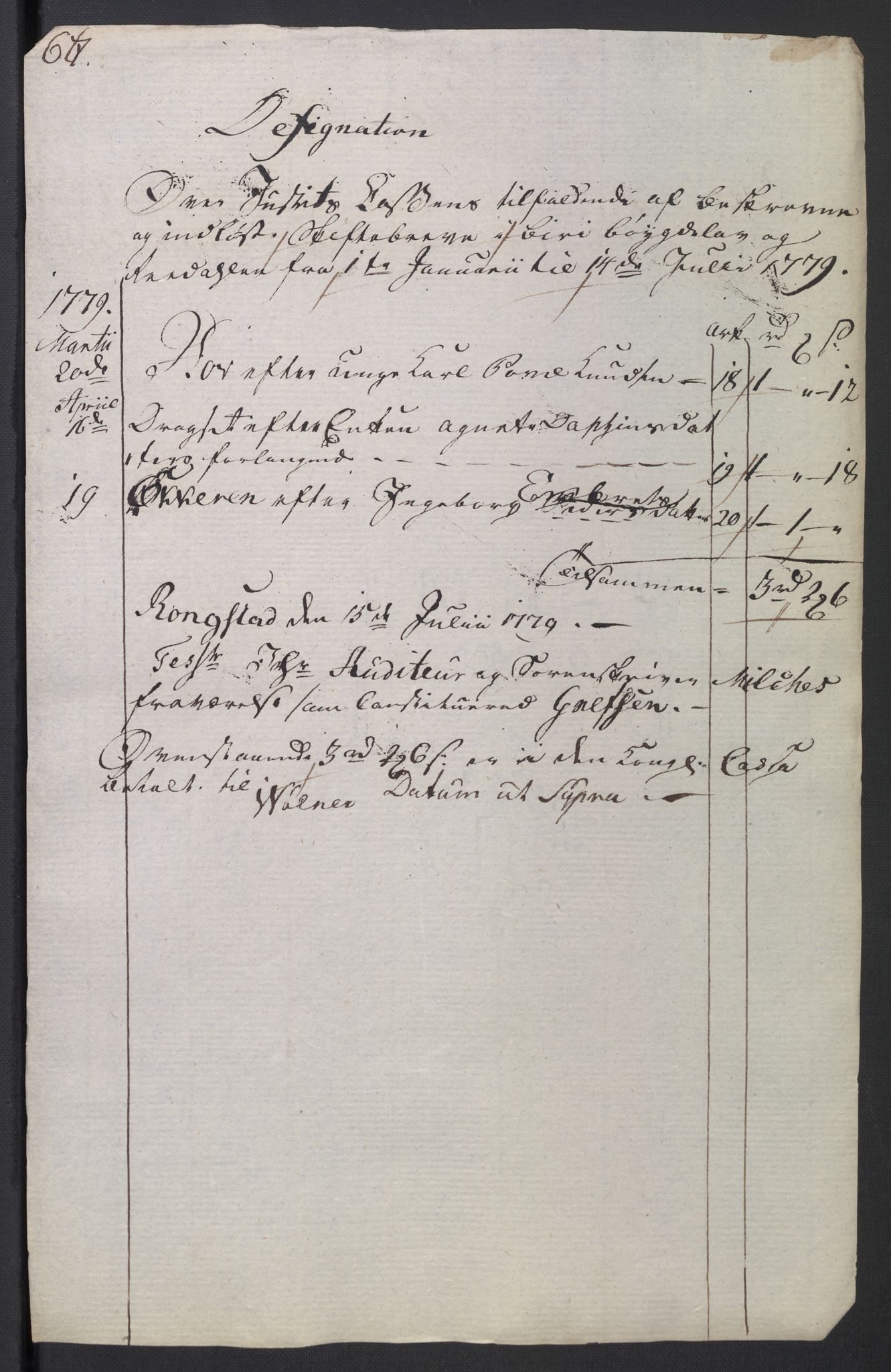 Rentekammeret inntil 1814, Reviderte regnskaper, Mindre regnskaper, AV/RA-EA-4068/Rb/L0014: Opplands amt, 1771-1779, p. 22