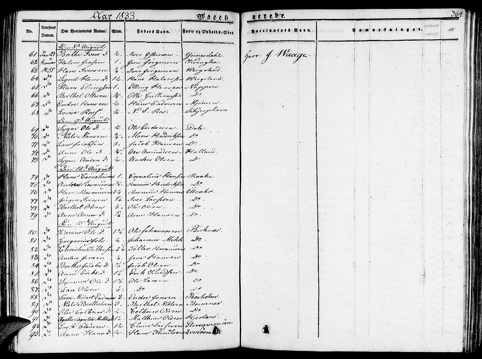 Gulen sokneprestembete, AV/SAB-A-80201/H/Haa/Haaa/L0019: Parish register (official) no. A 19, 1826-1836, p. 364