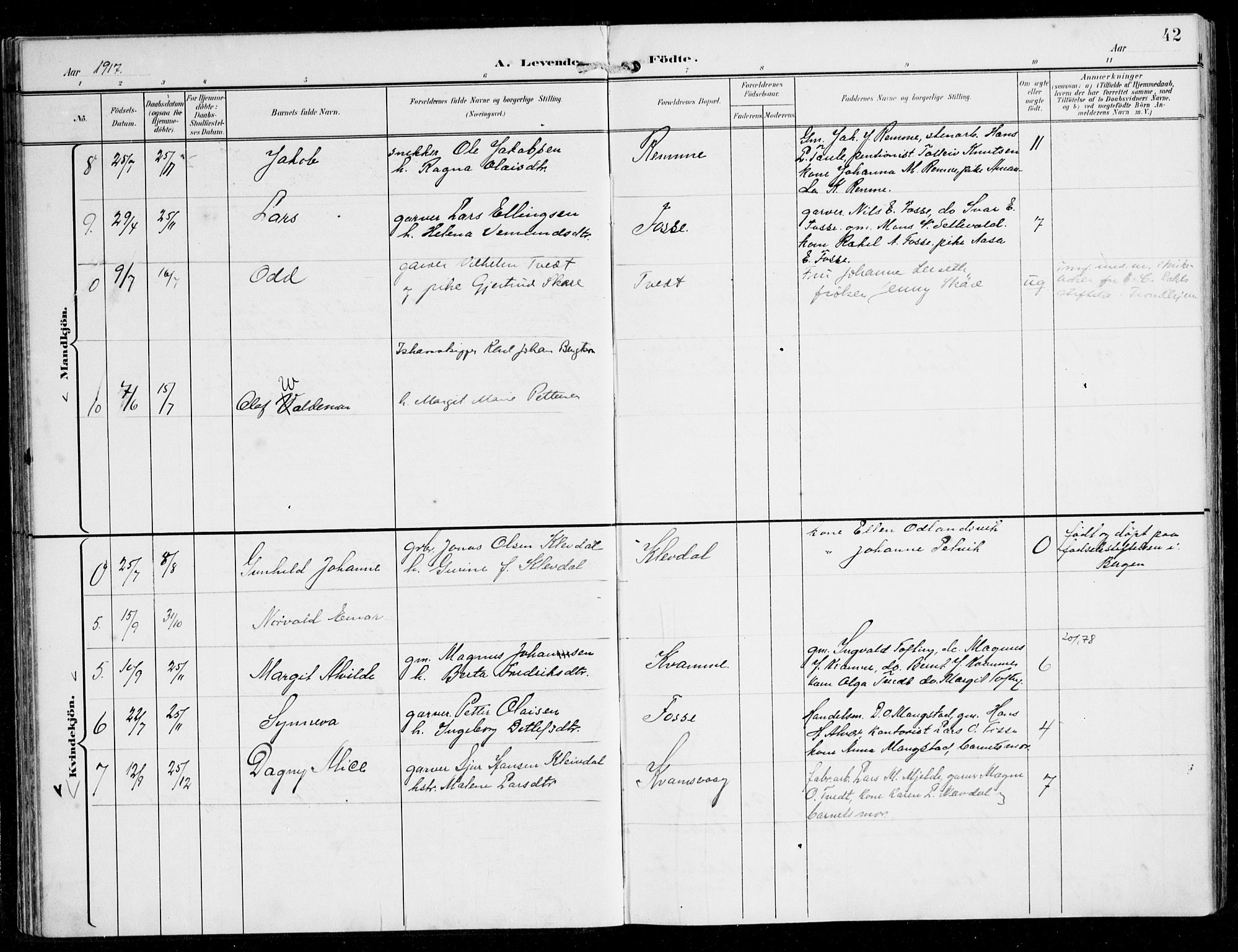 Alversund Sokneprestembete, AV/SAB-A-73901/H/Ha/Haa/Haaa/L0003: Parish register (official) no. A 3, 1897-1926, p. 42