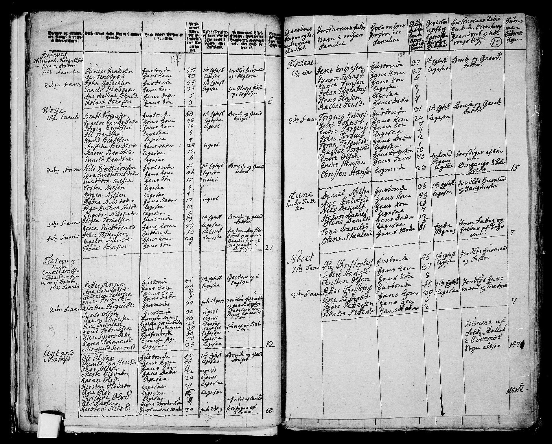 RA, 1801 census for 1012P Oddernes, 1801, p. 14b-15a