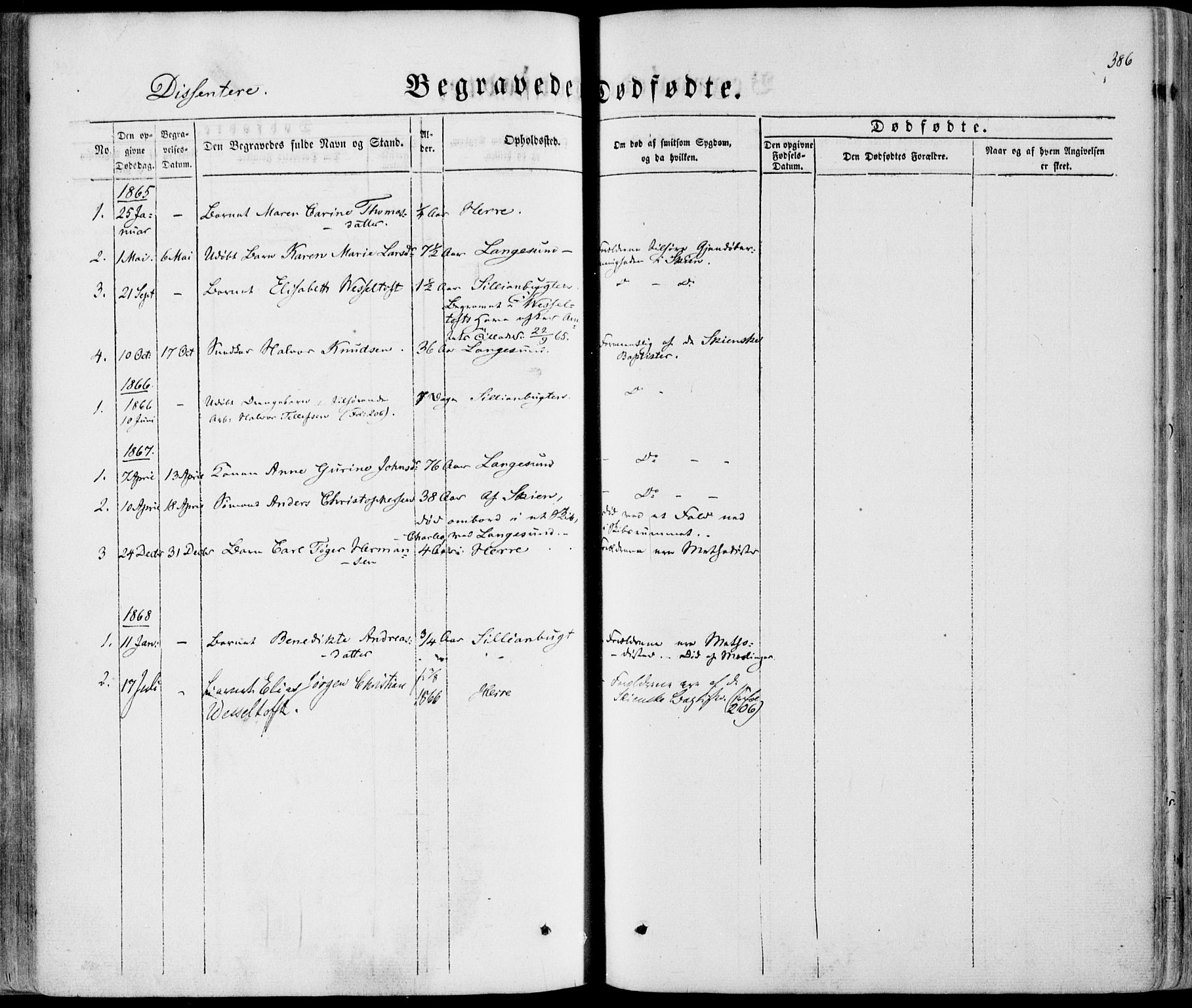 Bamble kirkebøker, AV/SAKO-A-253/F/Fa/L0005: Parish register (official) no. I 5, 1854-1869, p. 386