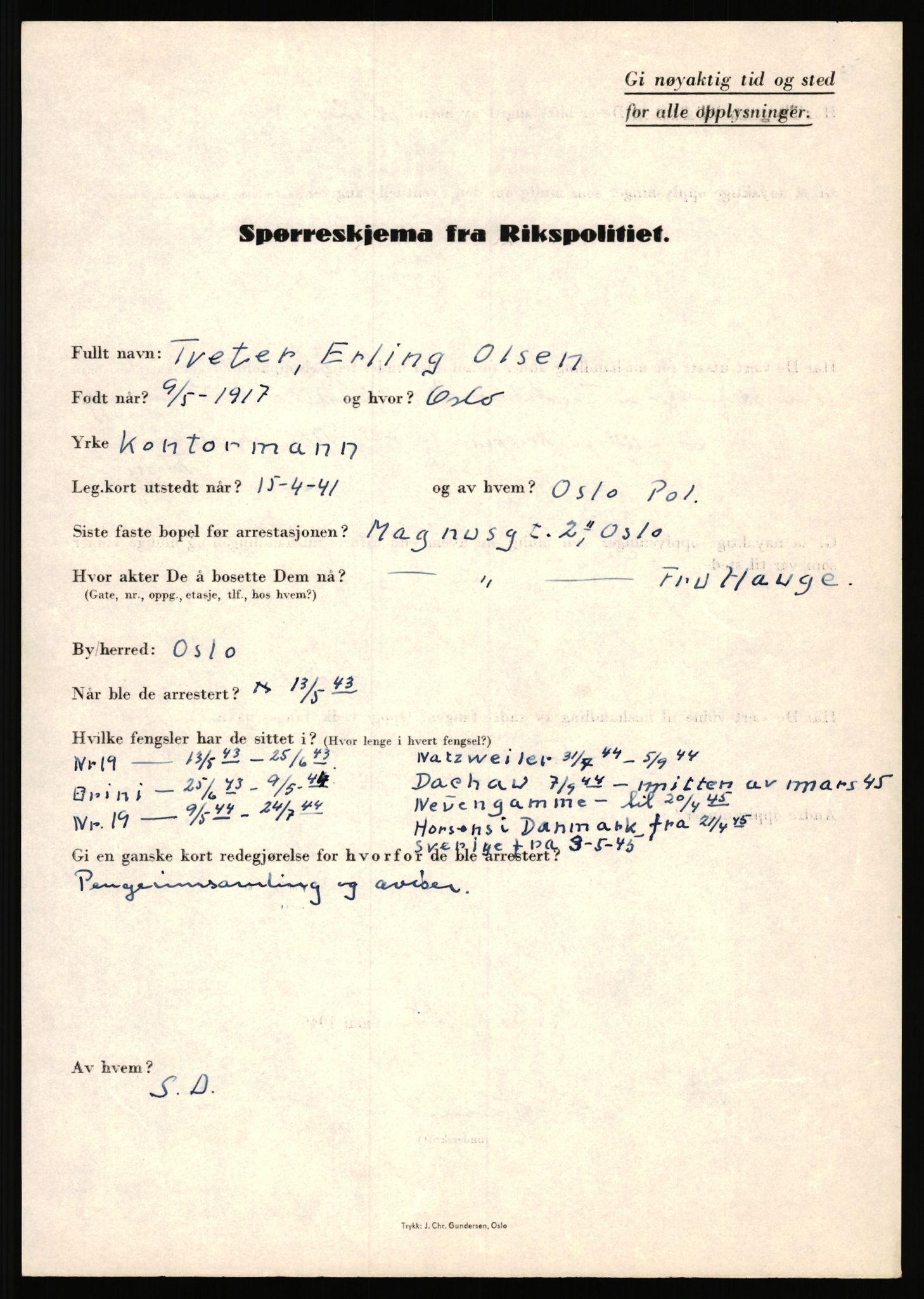 Rikspolitisjefen, AV/RA-S-1560/L/L0017: Tidemann, Hermann G. - Veum, Tjostolv, 1940-1945, p. 584